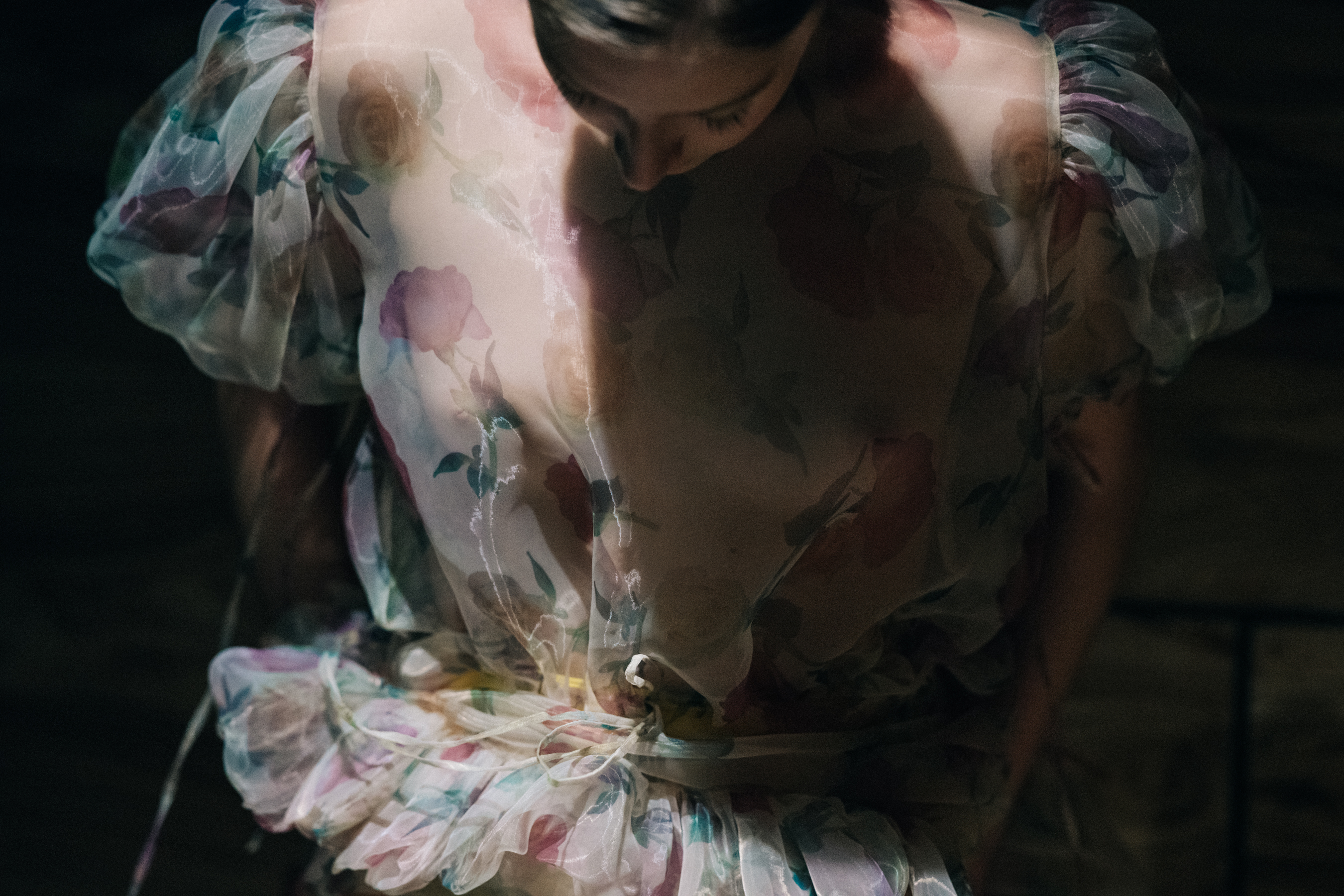 Model wearing floral patterns