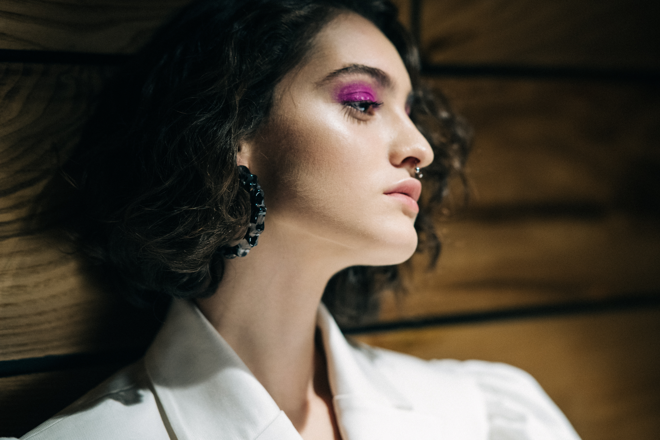 Model with pruple eye makeup