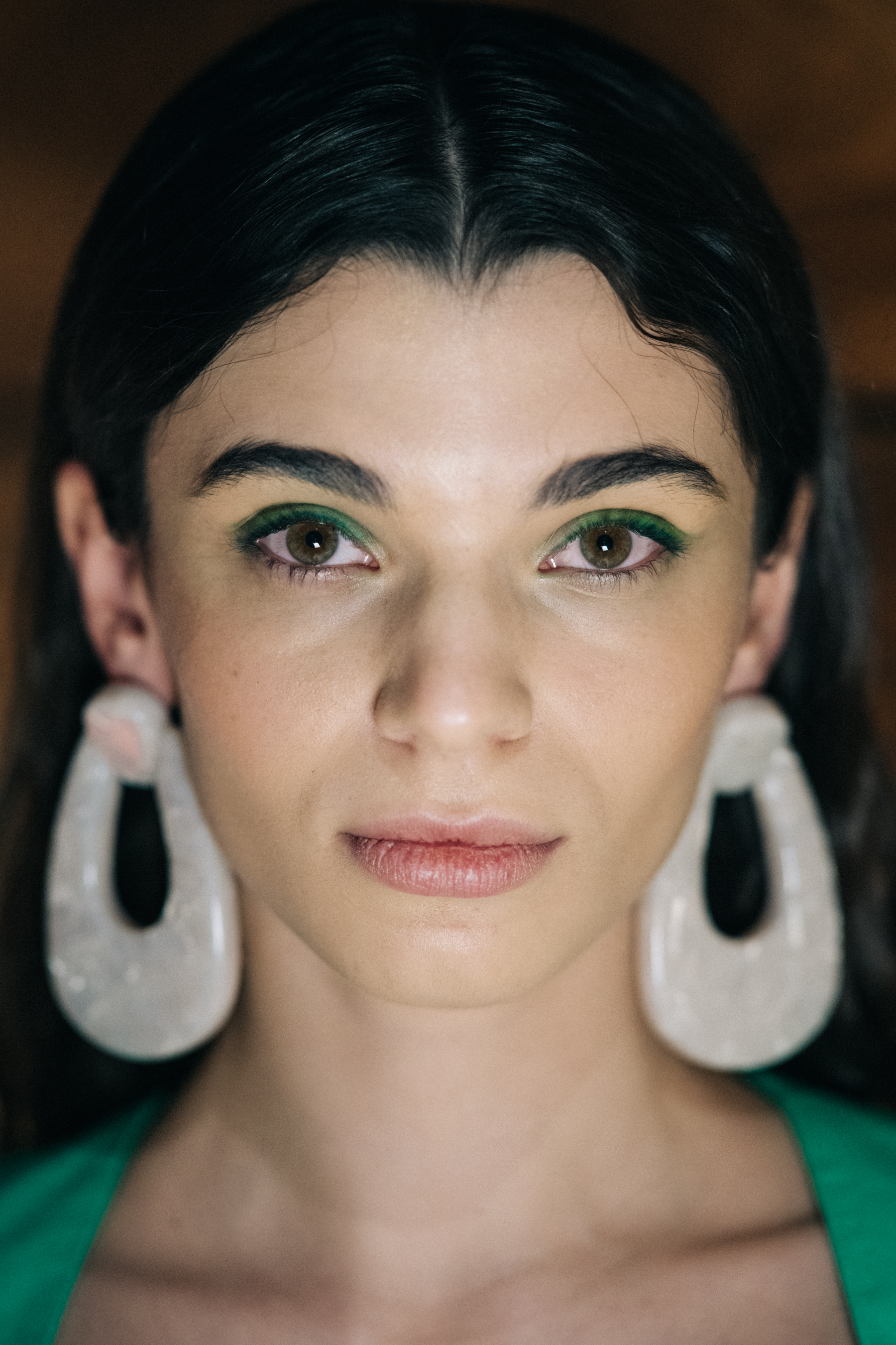 Portrait of model with Green eye makeup