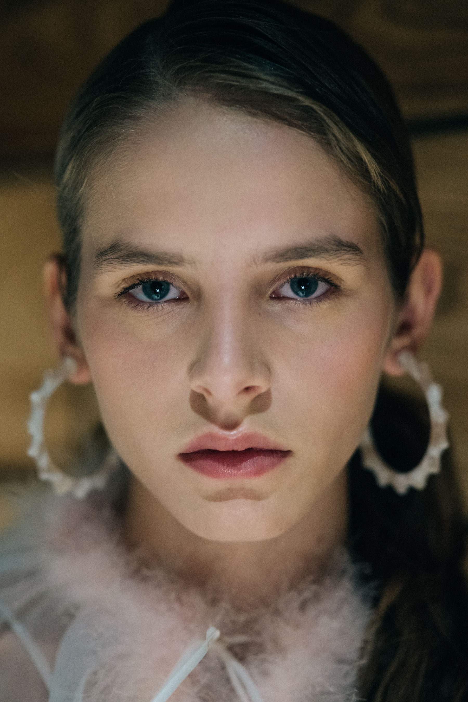 Portrait of Georgian model with blue eyes