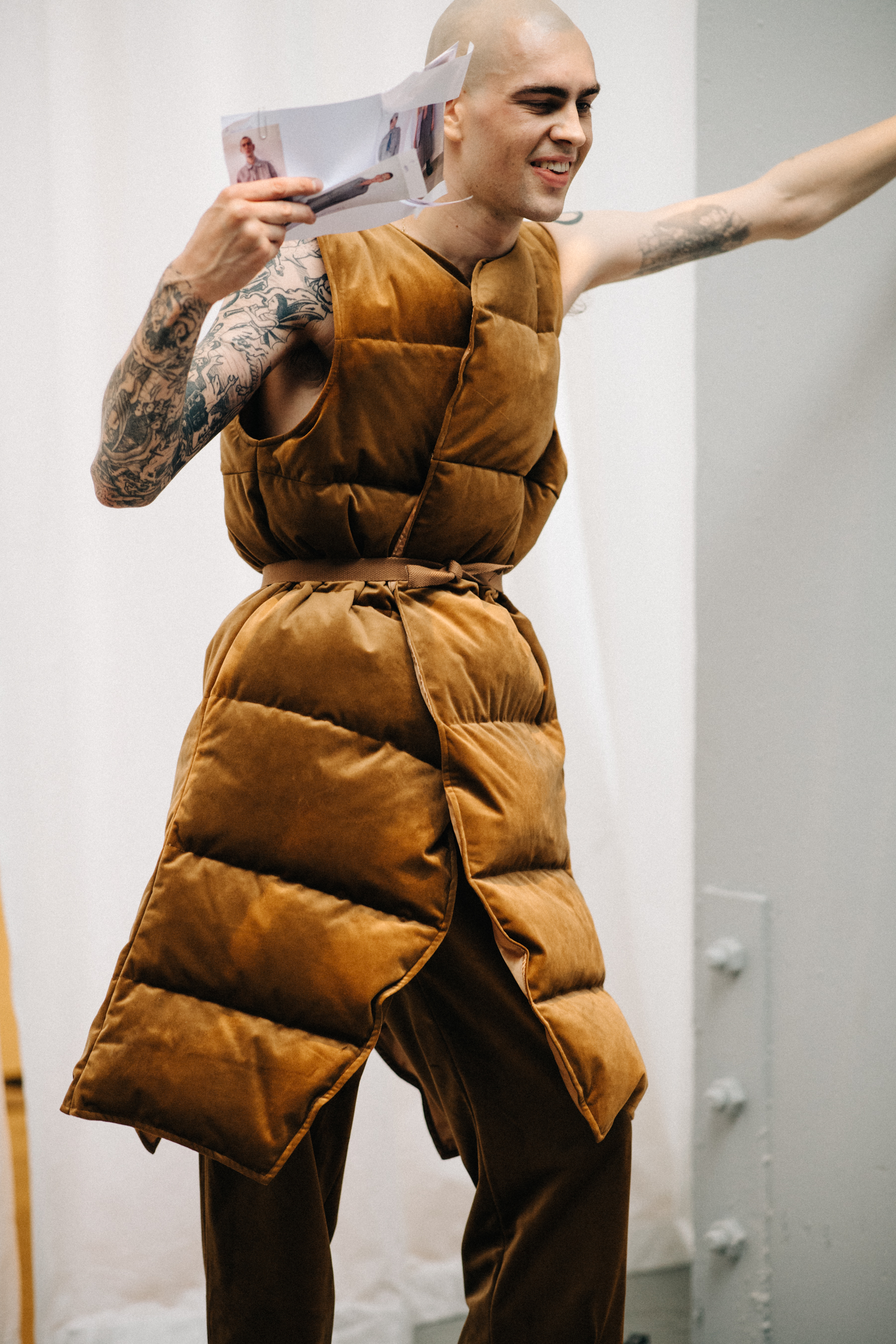 Male model wearing conceptual street wear