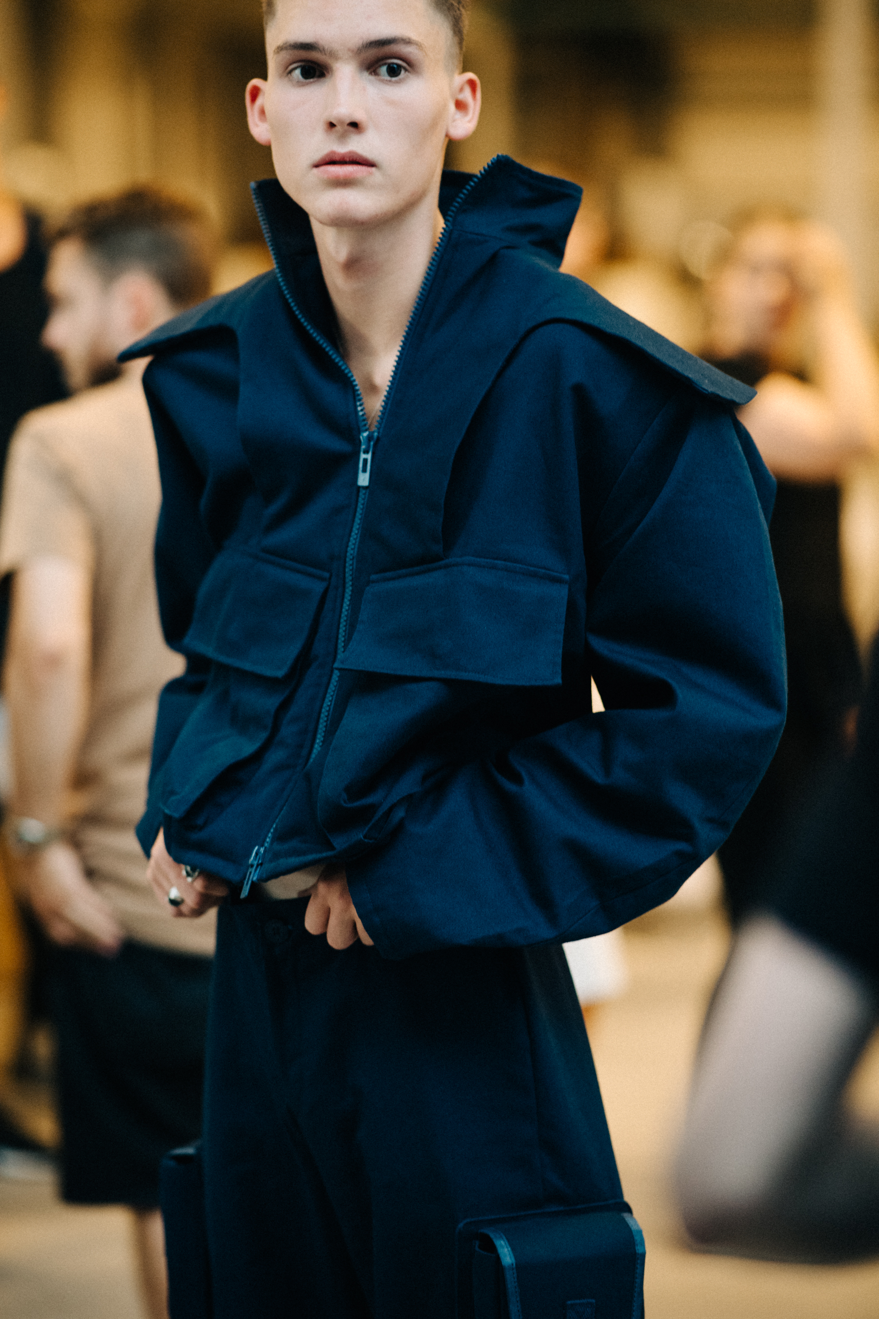 Male model wearing conceptual street wear