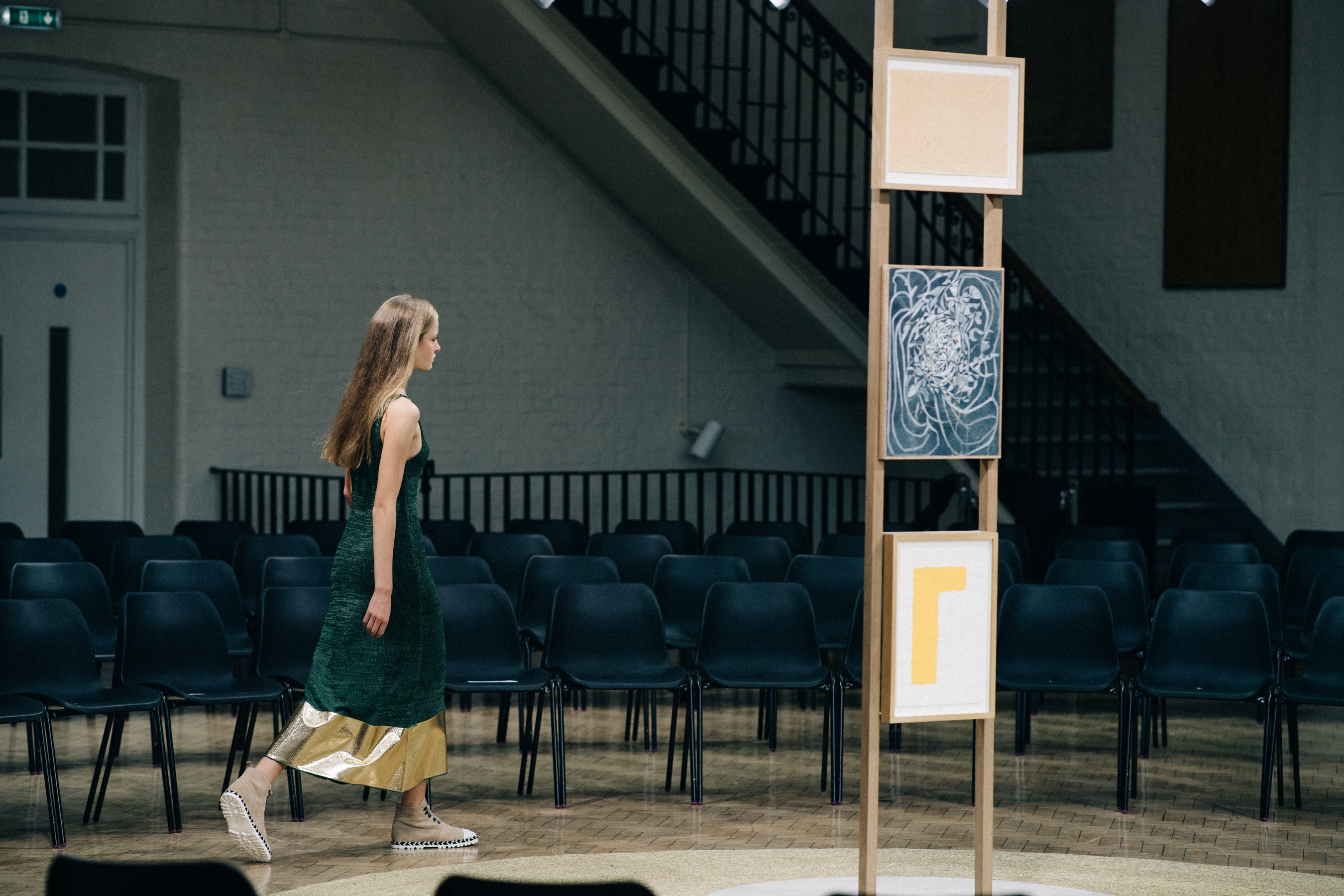 Model rehearsing on the runway