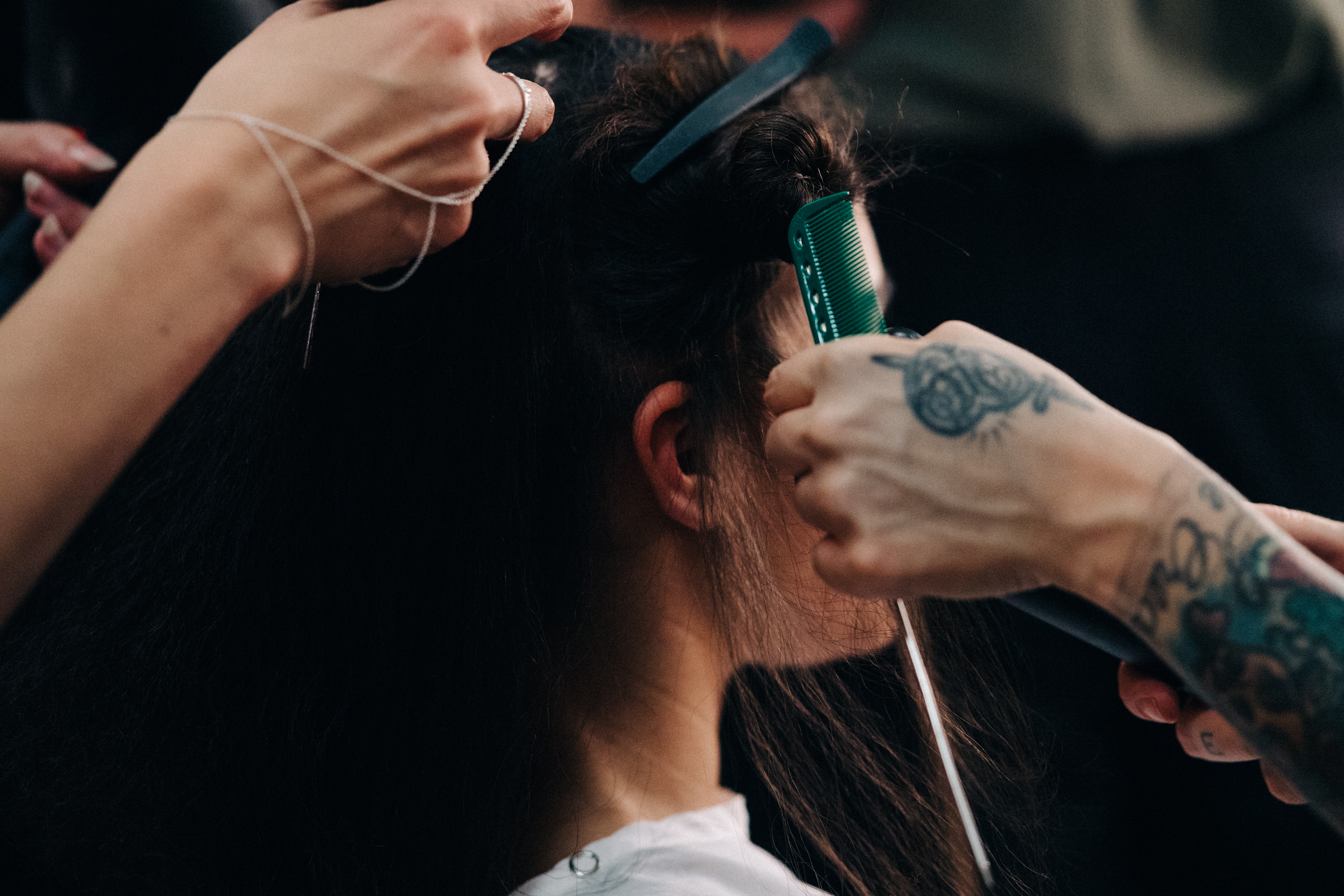 Model getting hair and make up done