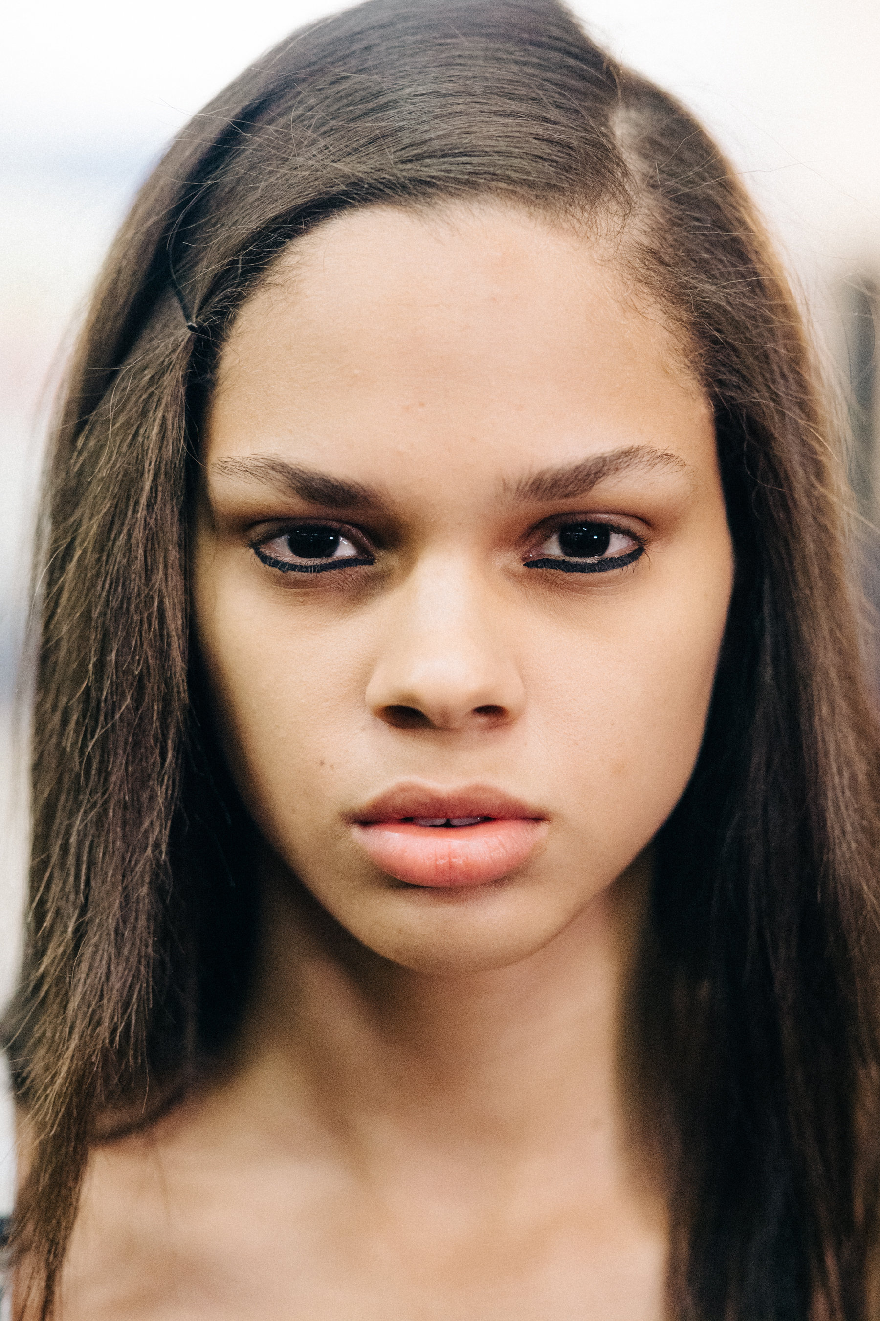 Portrait of a model before a fashion show