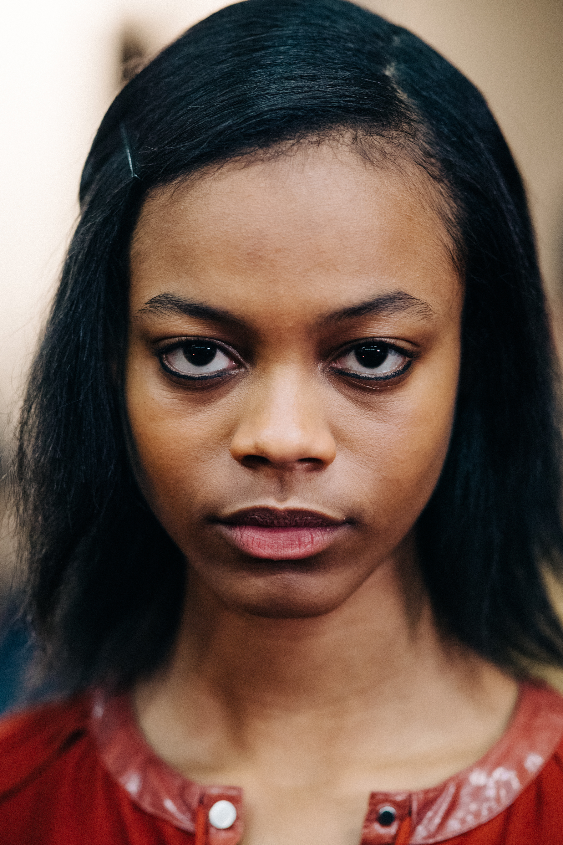 Portrait of a model before a fashion show