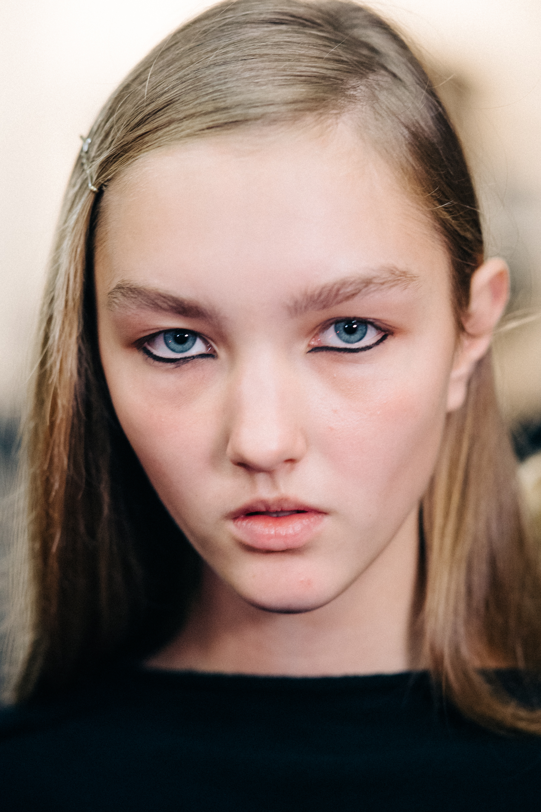 Portrait of a model before a fashion show