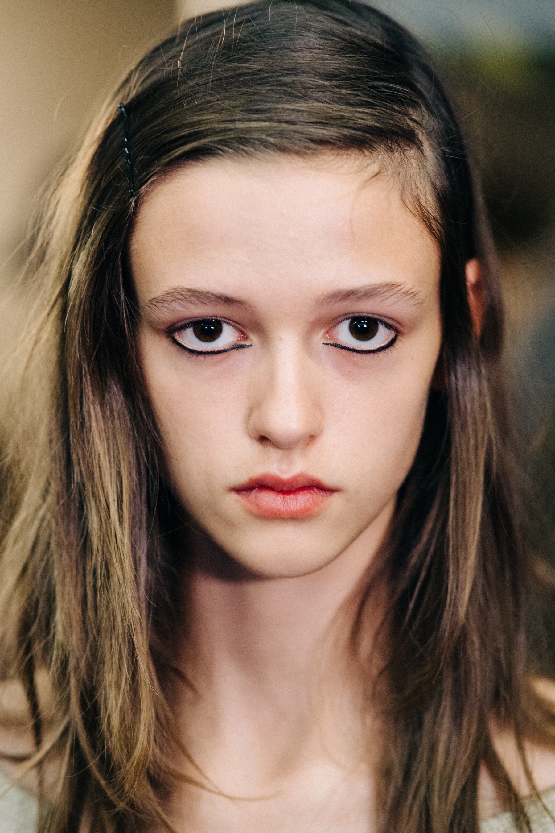 Portrait of a model before a fashion show
