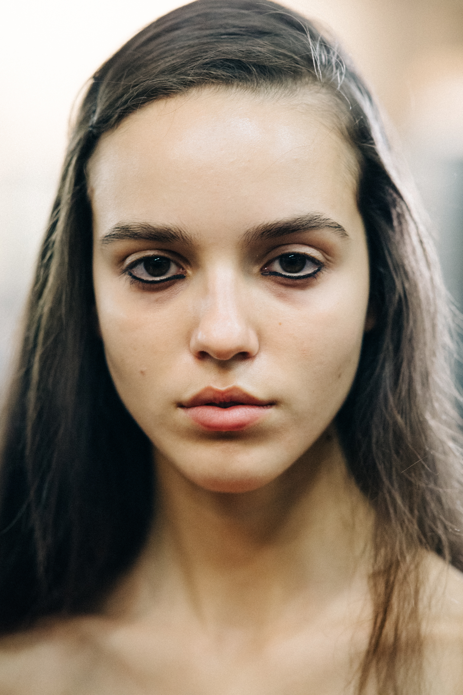 Portrait of a model before a fashion show