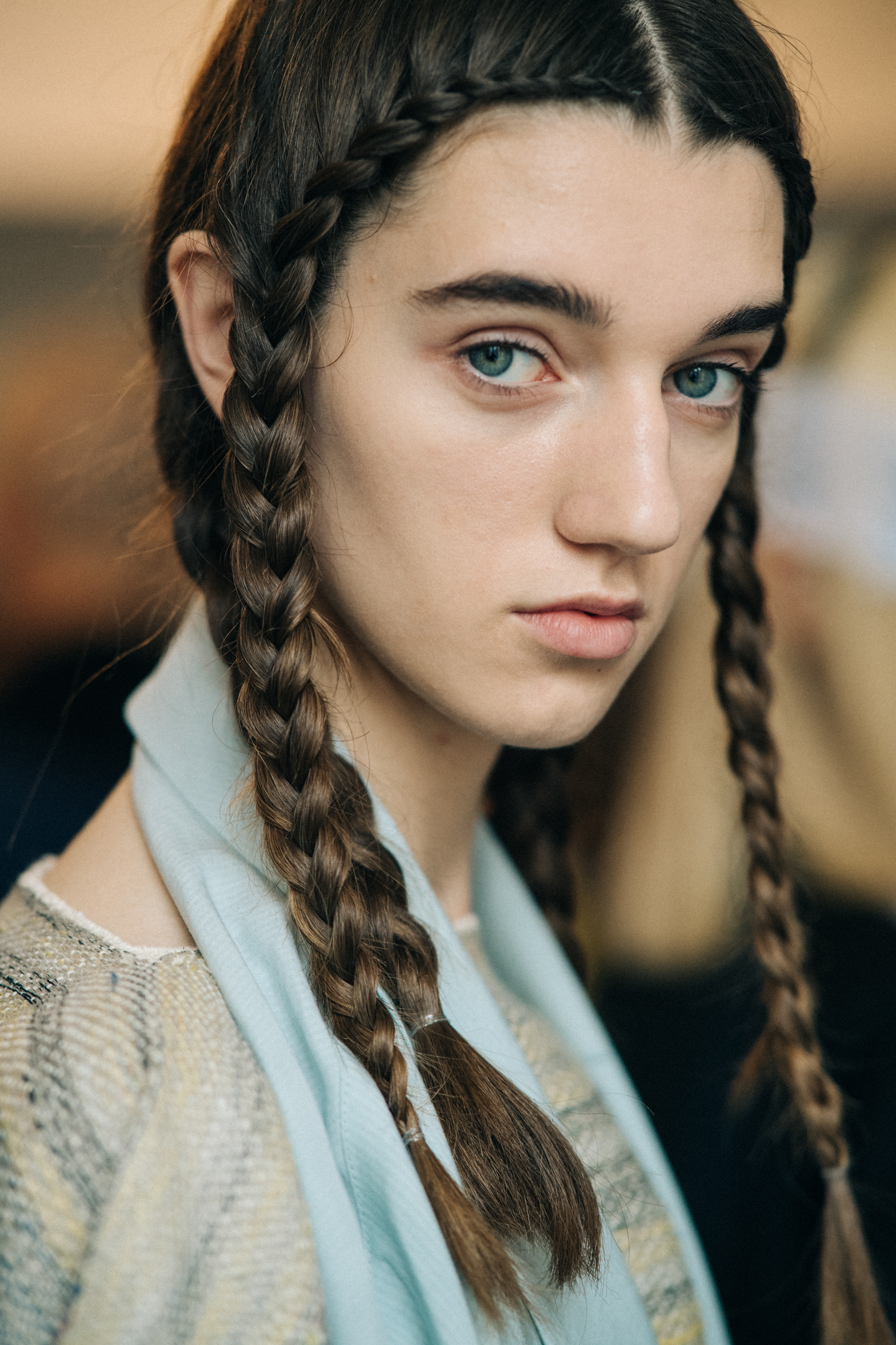 Portrait of a model before a show