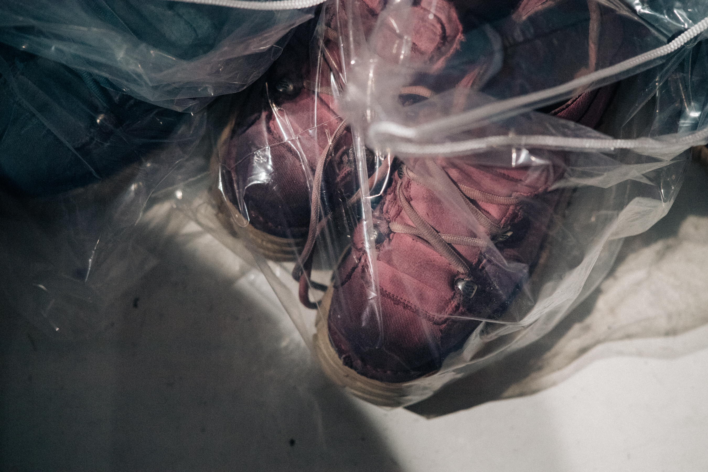Sneakers packed before a show