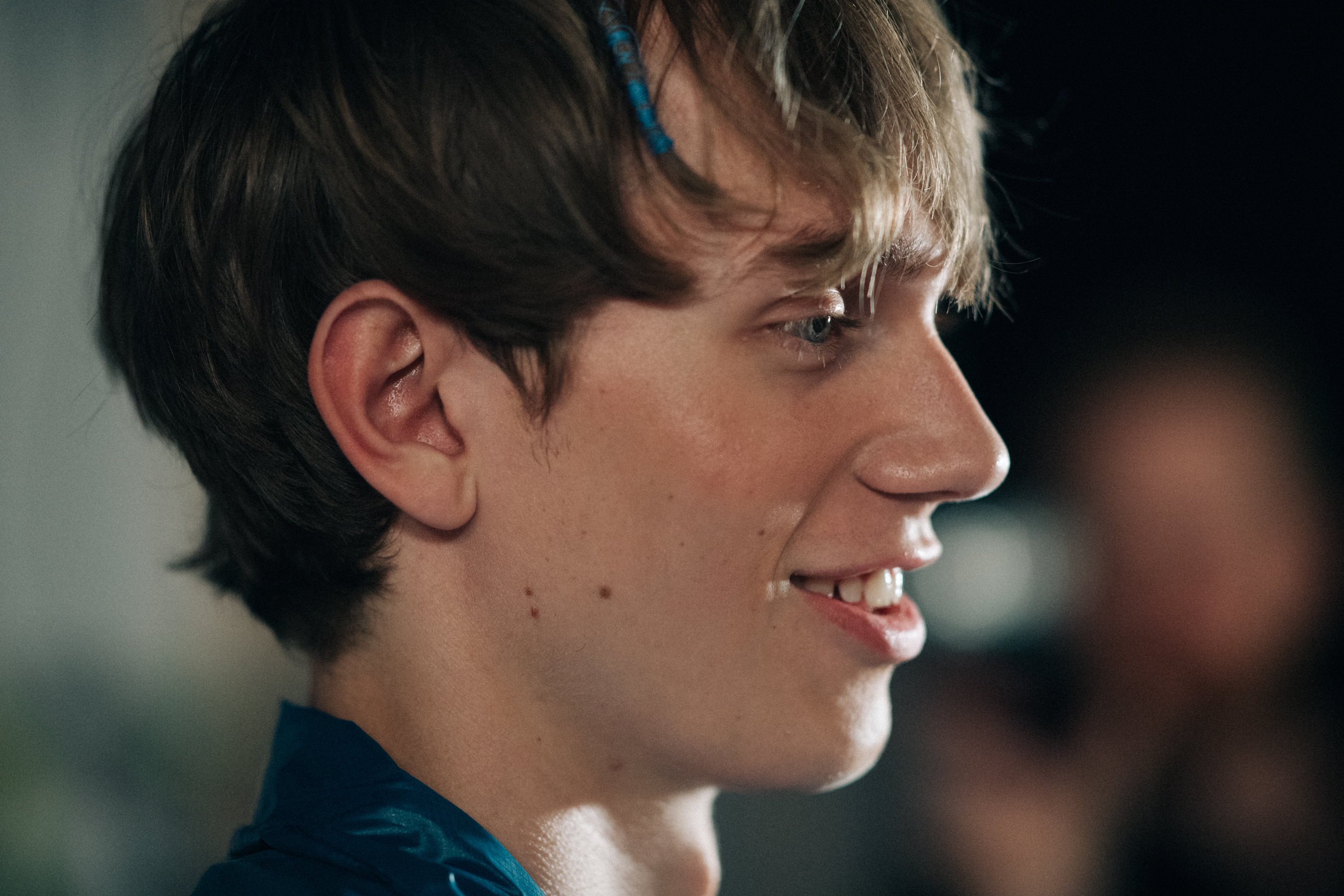 Male model getting ready for a show
