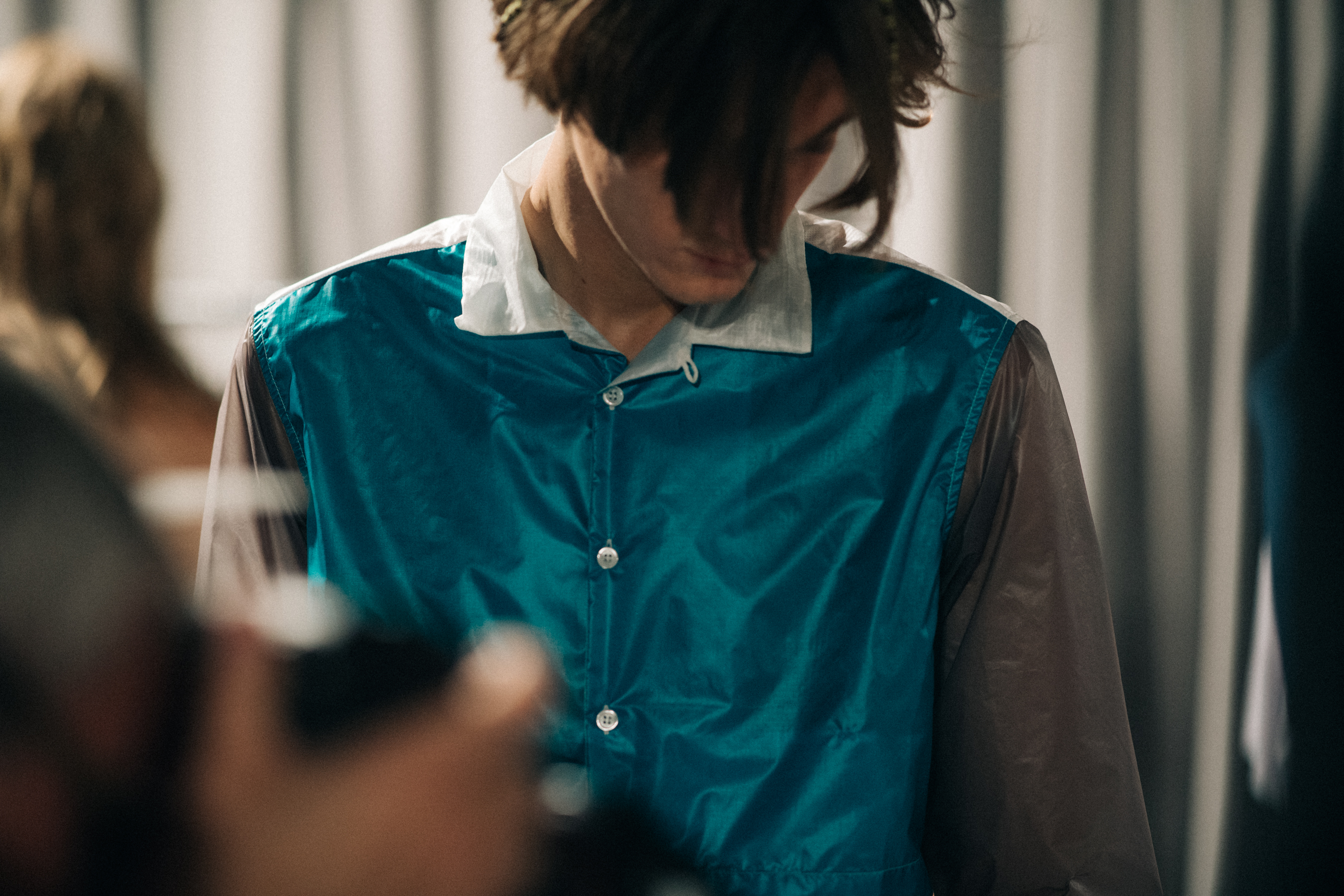 Male model wearing blue sport jacket