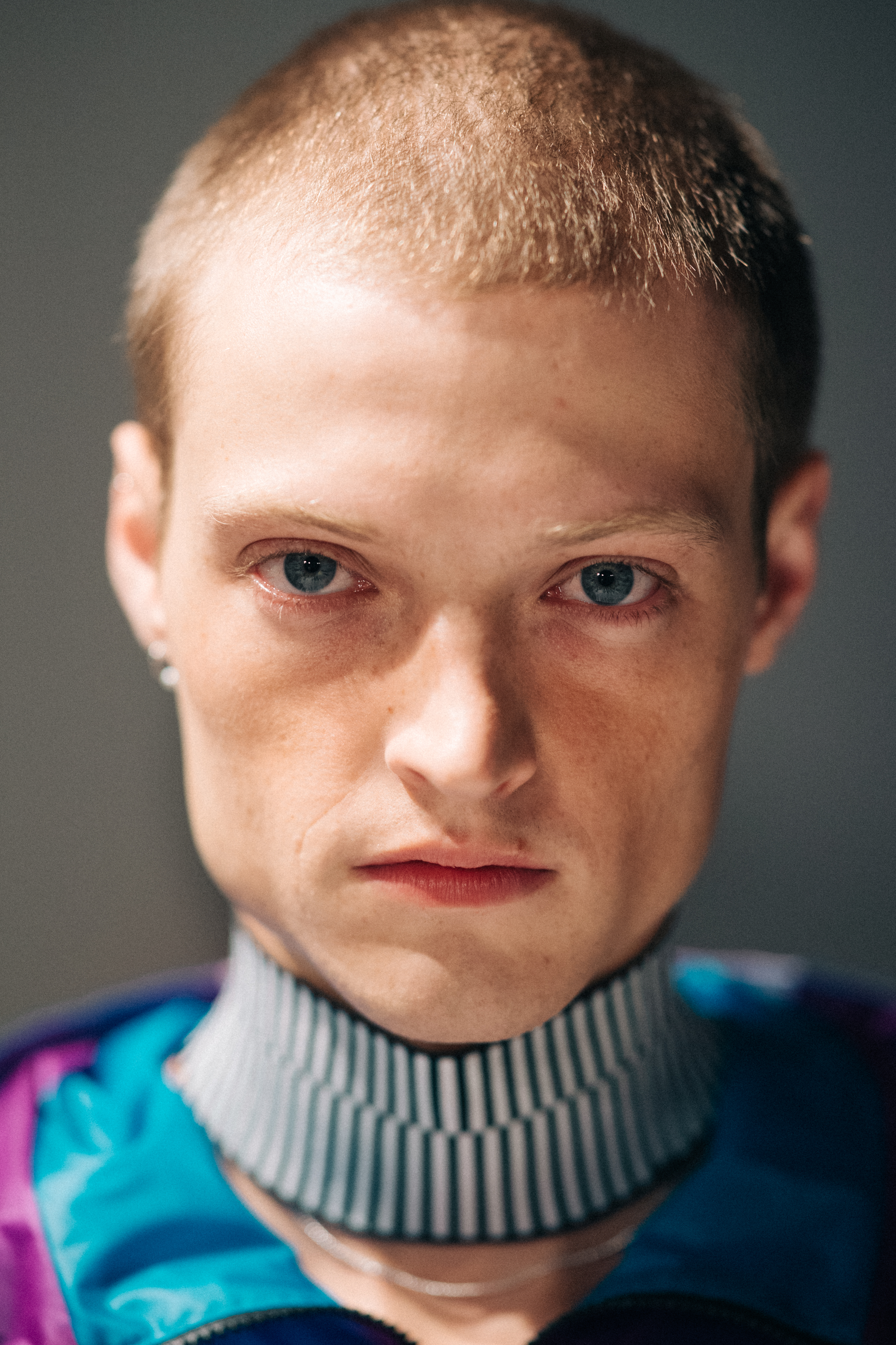 Portrait of a male model before a show