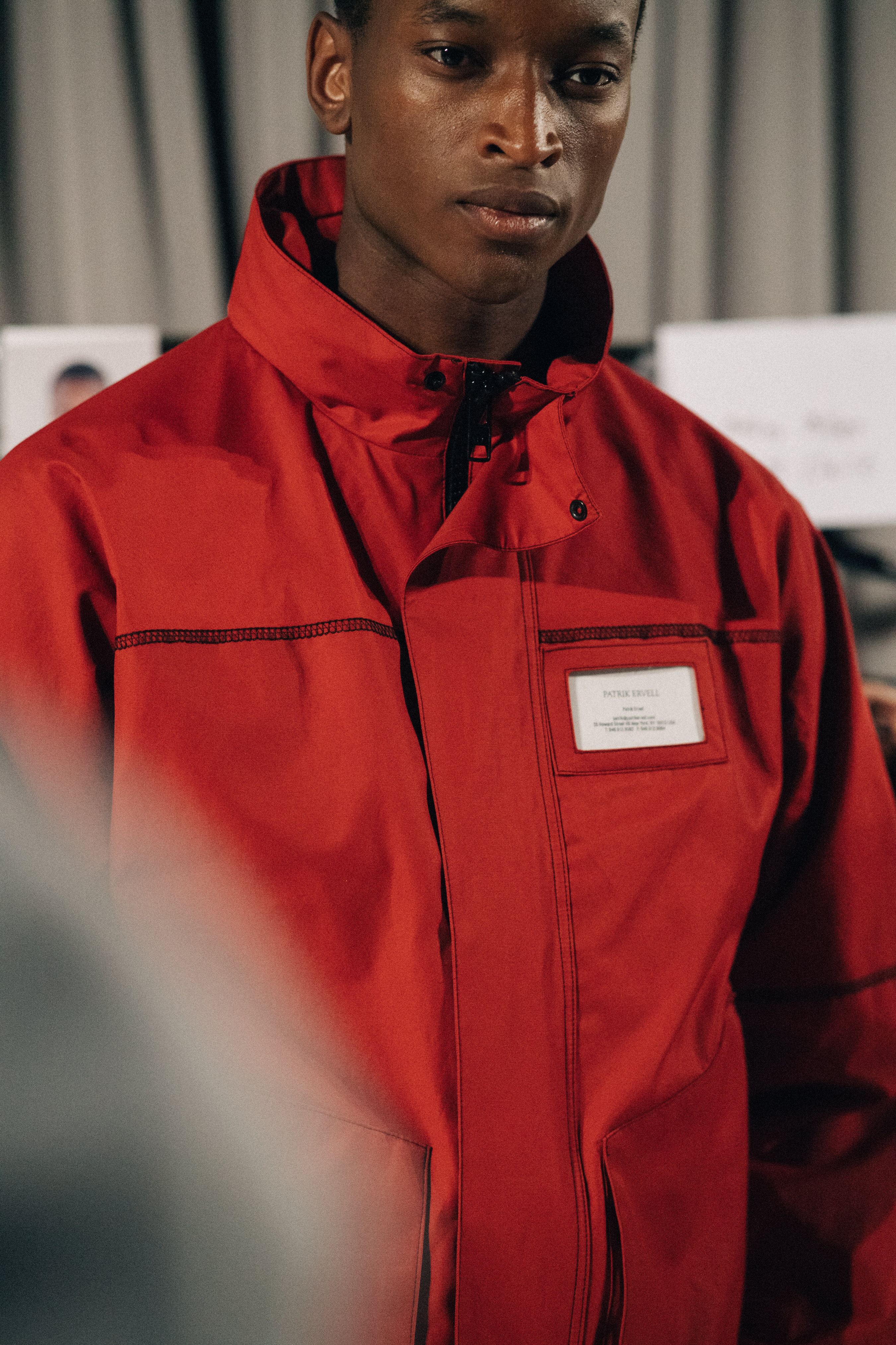 Male model wearing red outfit