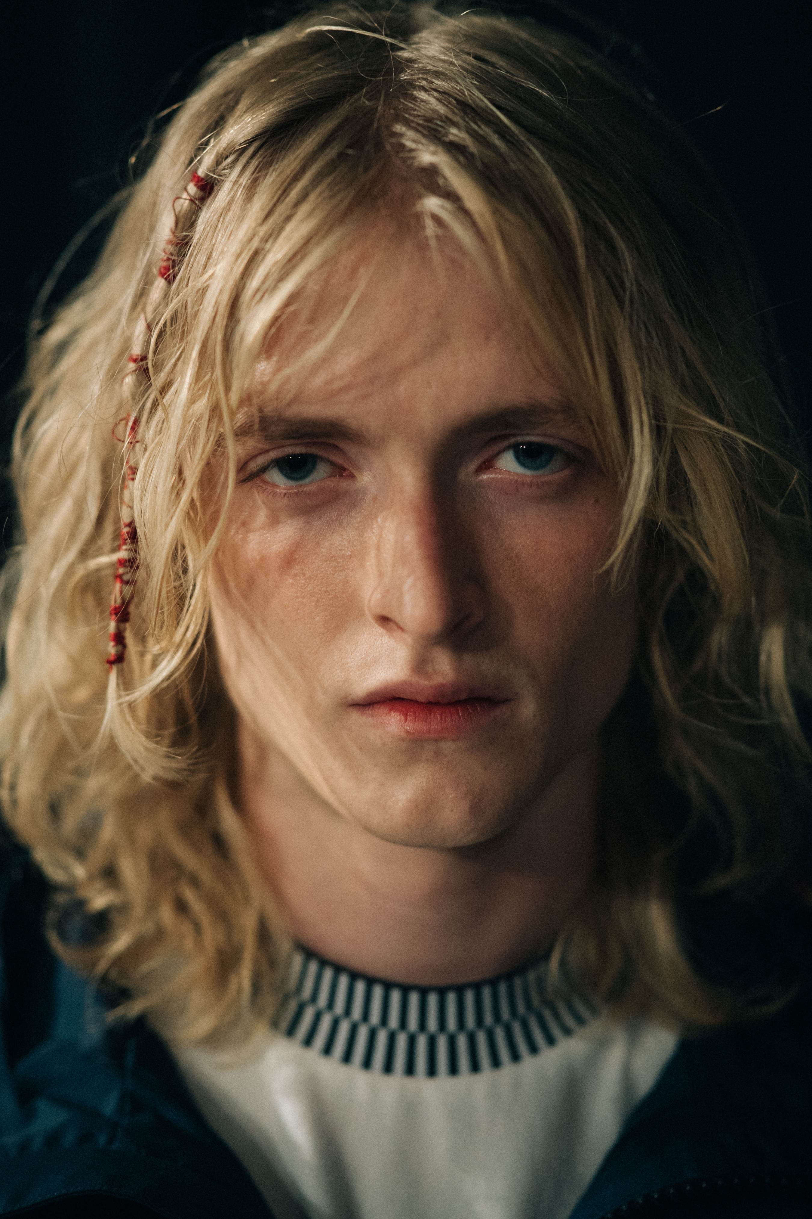 Portrait of a male model before a show