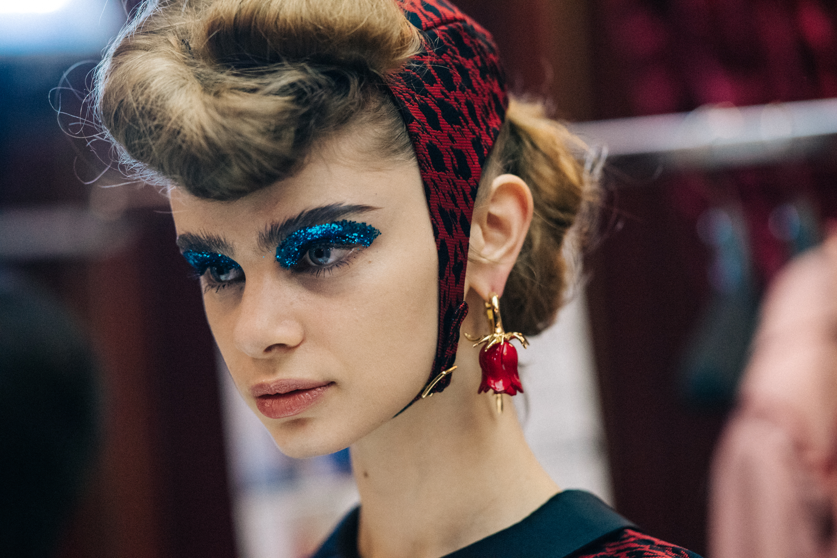 Model dressed before a show