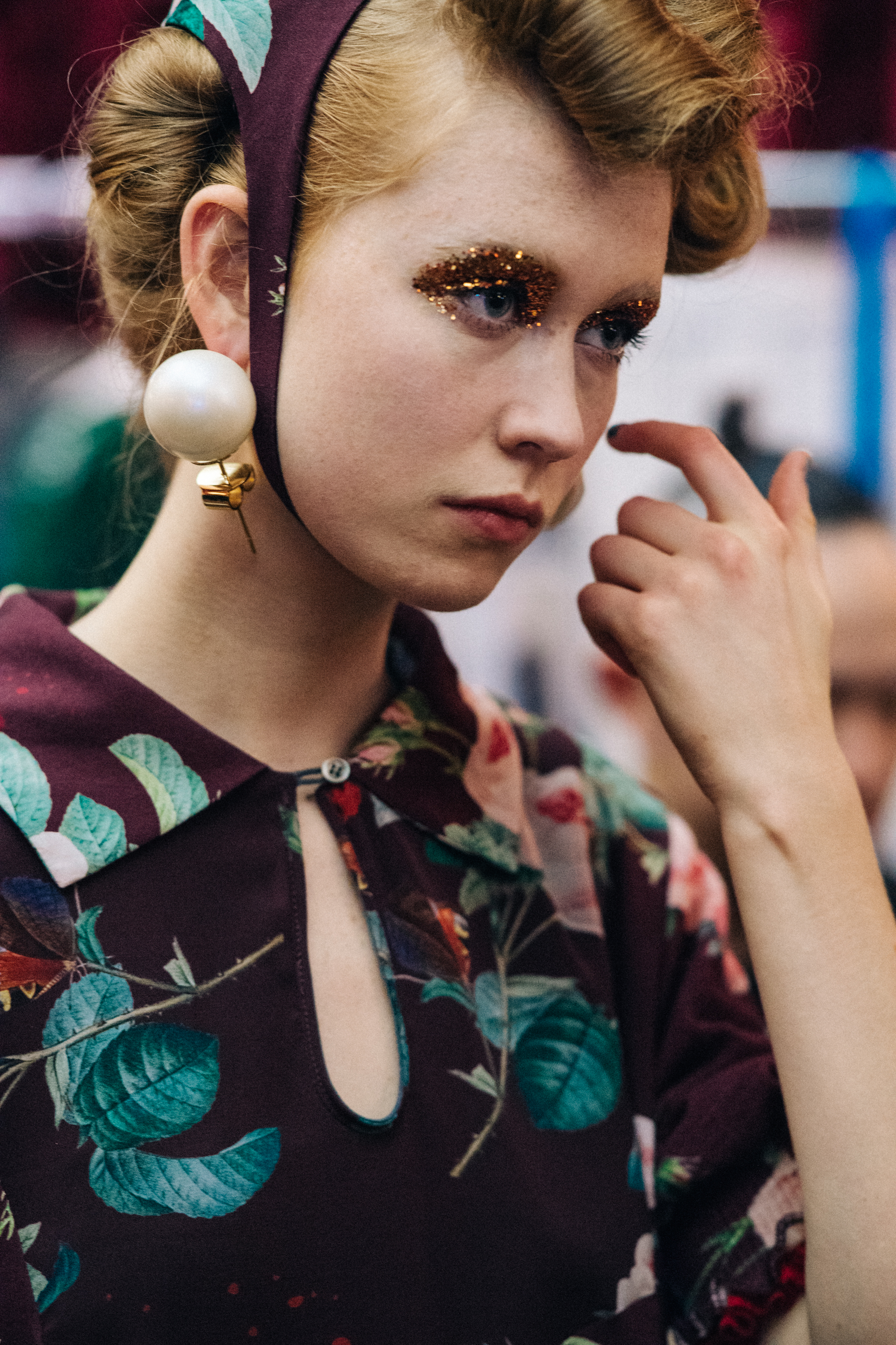 Model dressed before a show