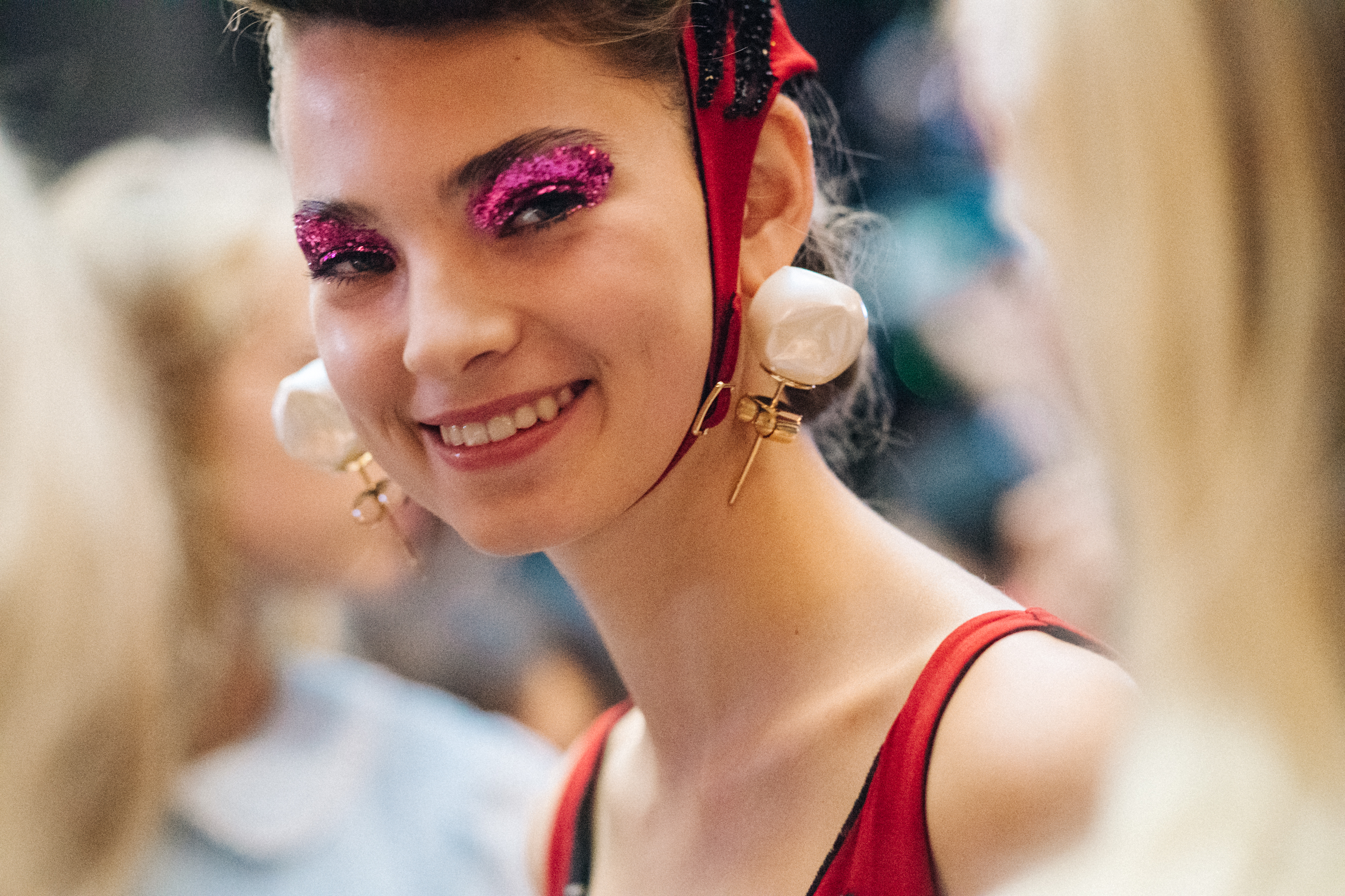 Model dressed before a show
