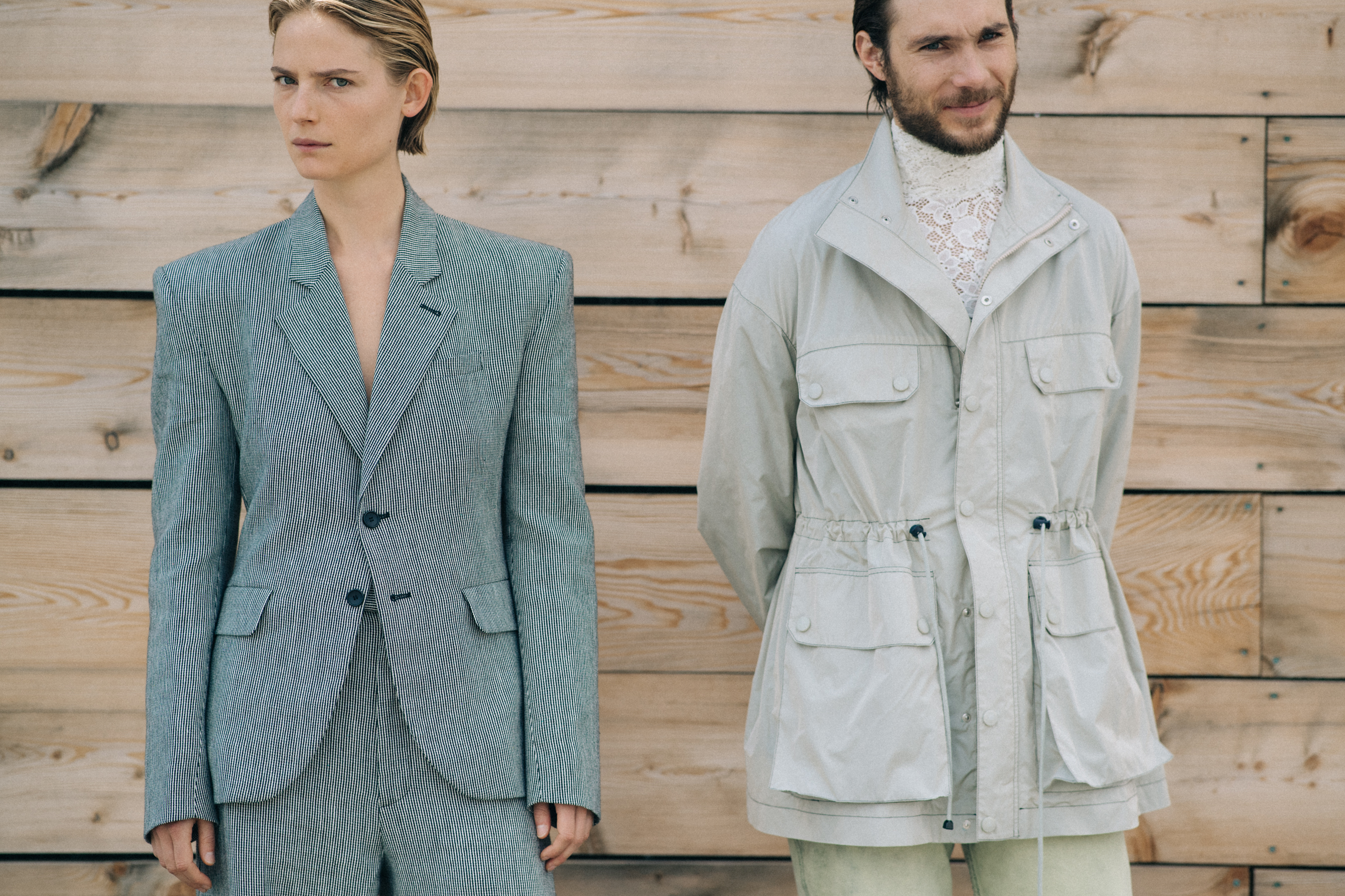 Models wearing conceptual tailored suits