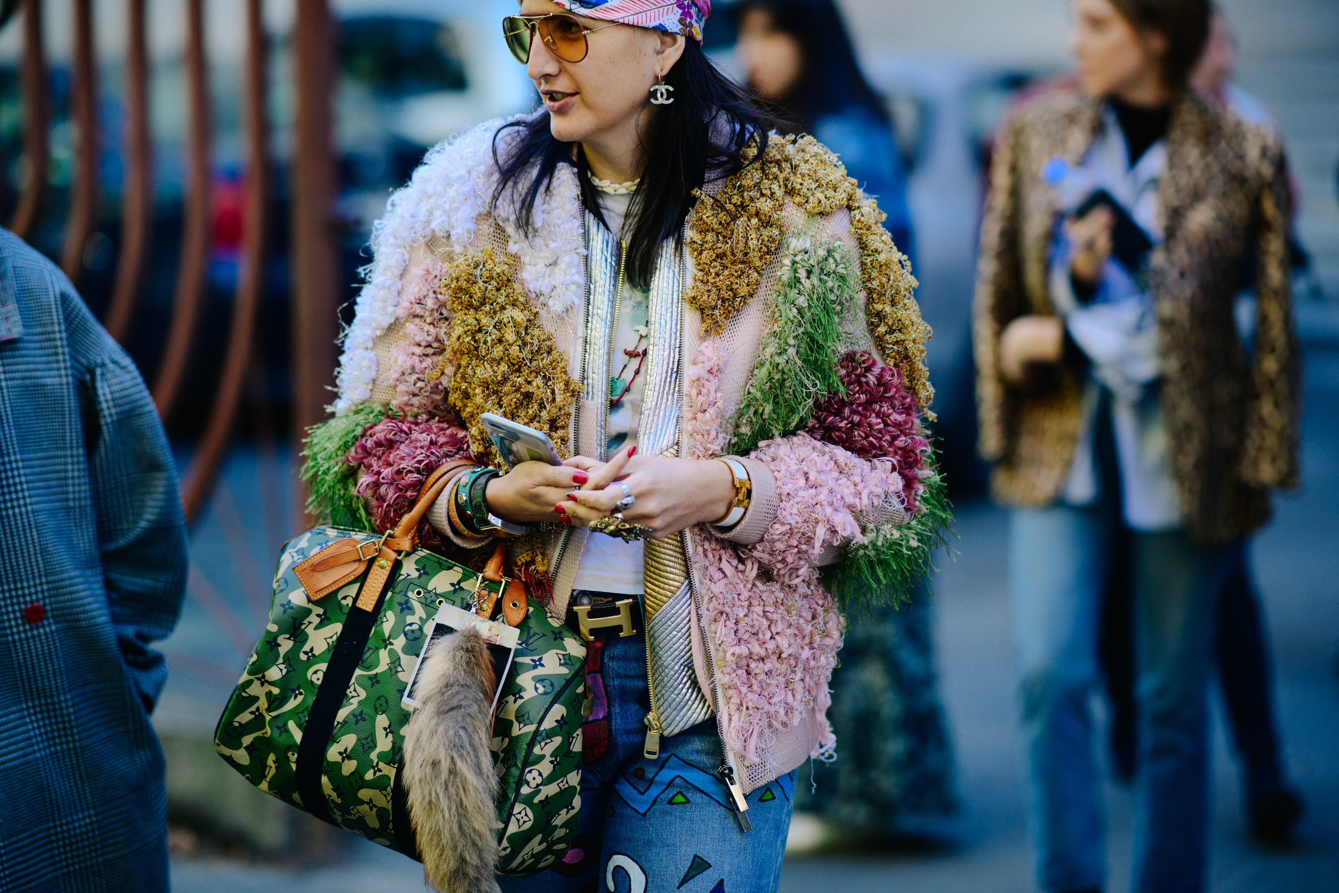 Italian girl wearing colourful jacket