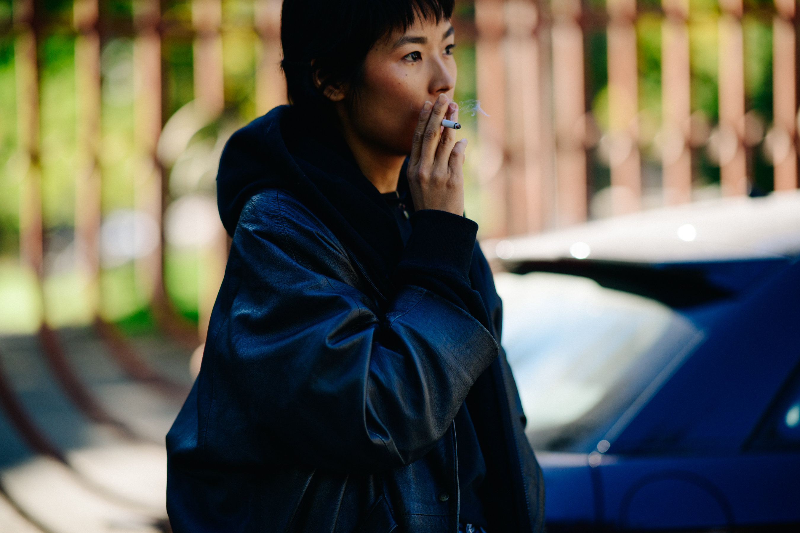 Kazakh model smoking cigarette