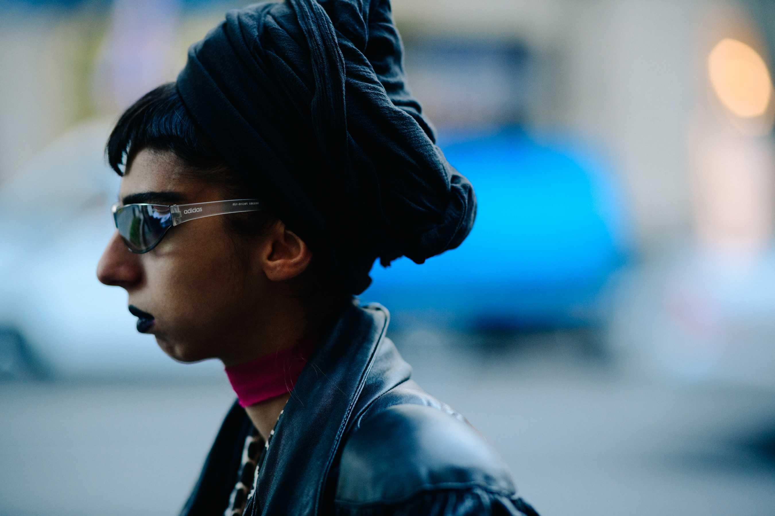 Girl wearing sports sunglasses