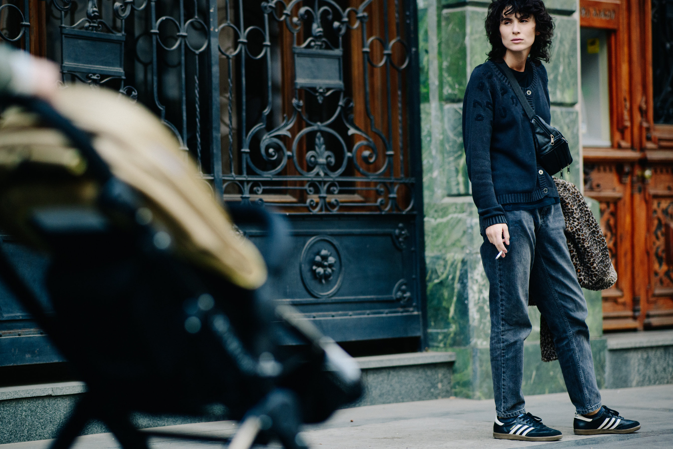 Girl wearing all black outfit
