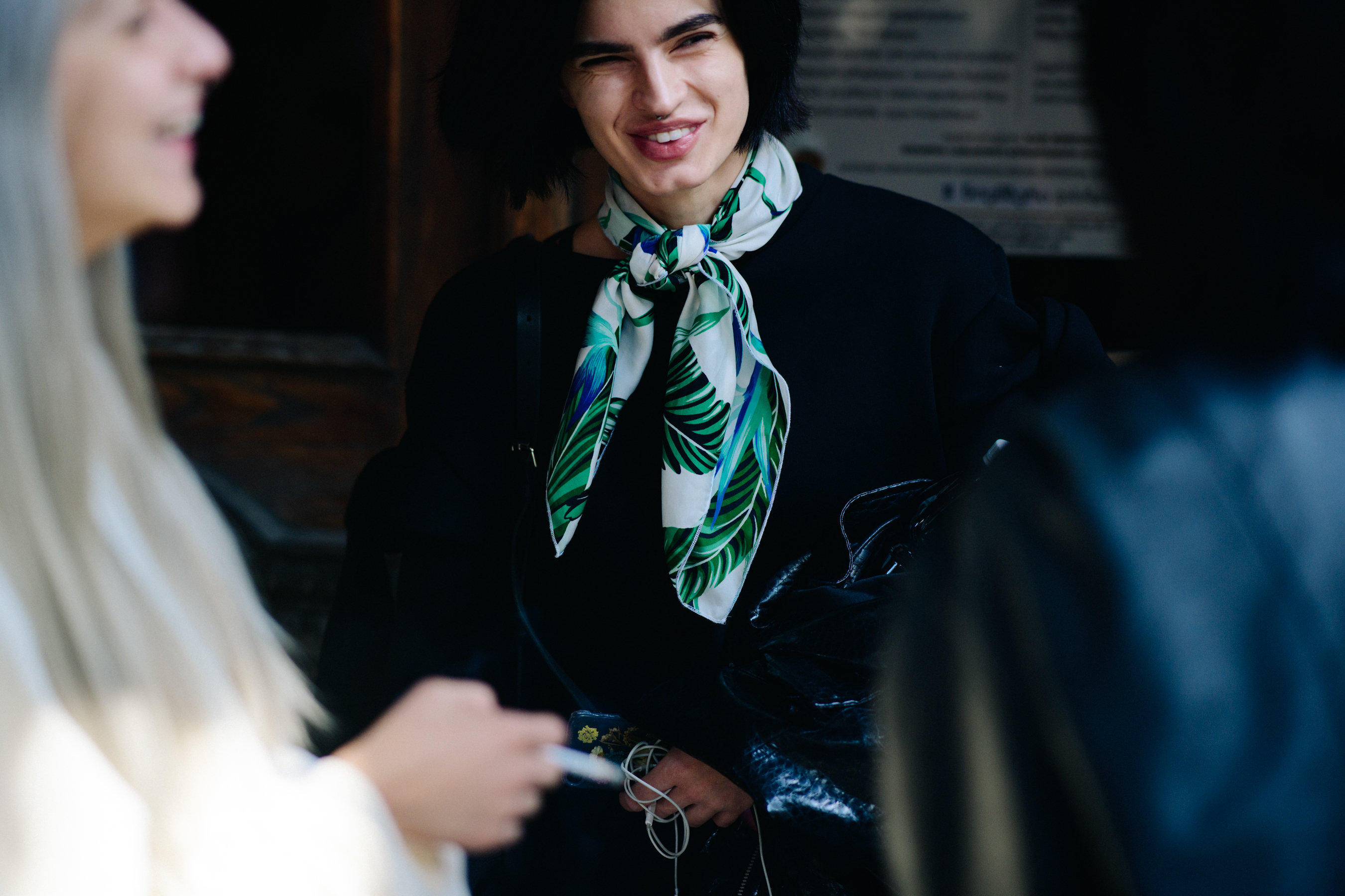 Russian model wearing floral scarf