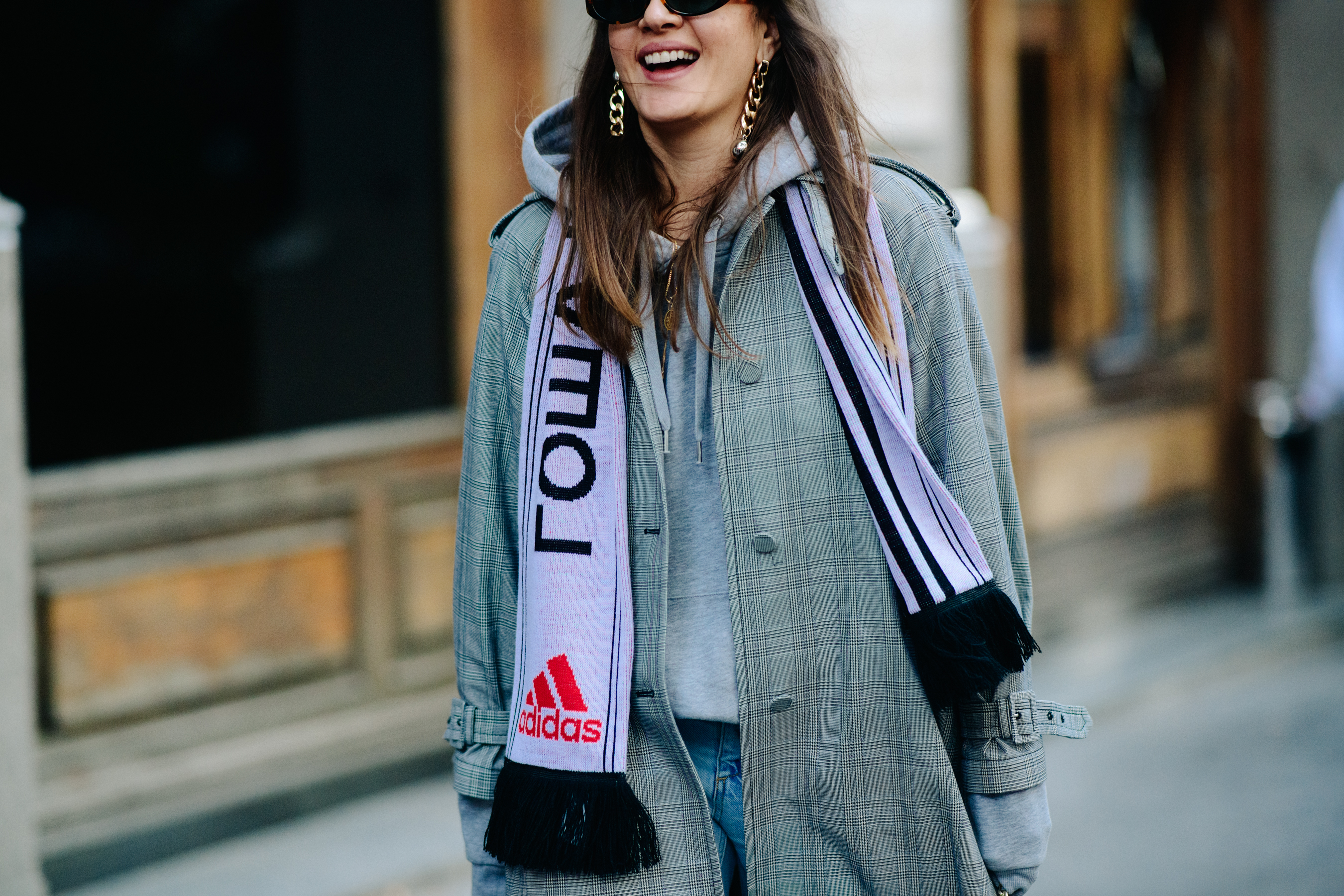 Girl wearing striped scarf