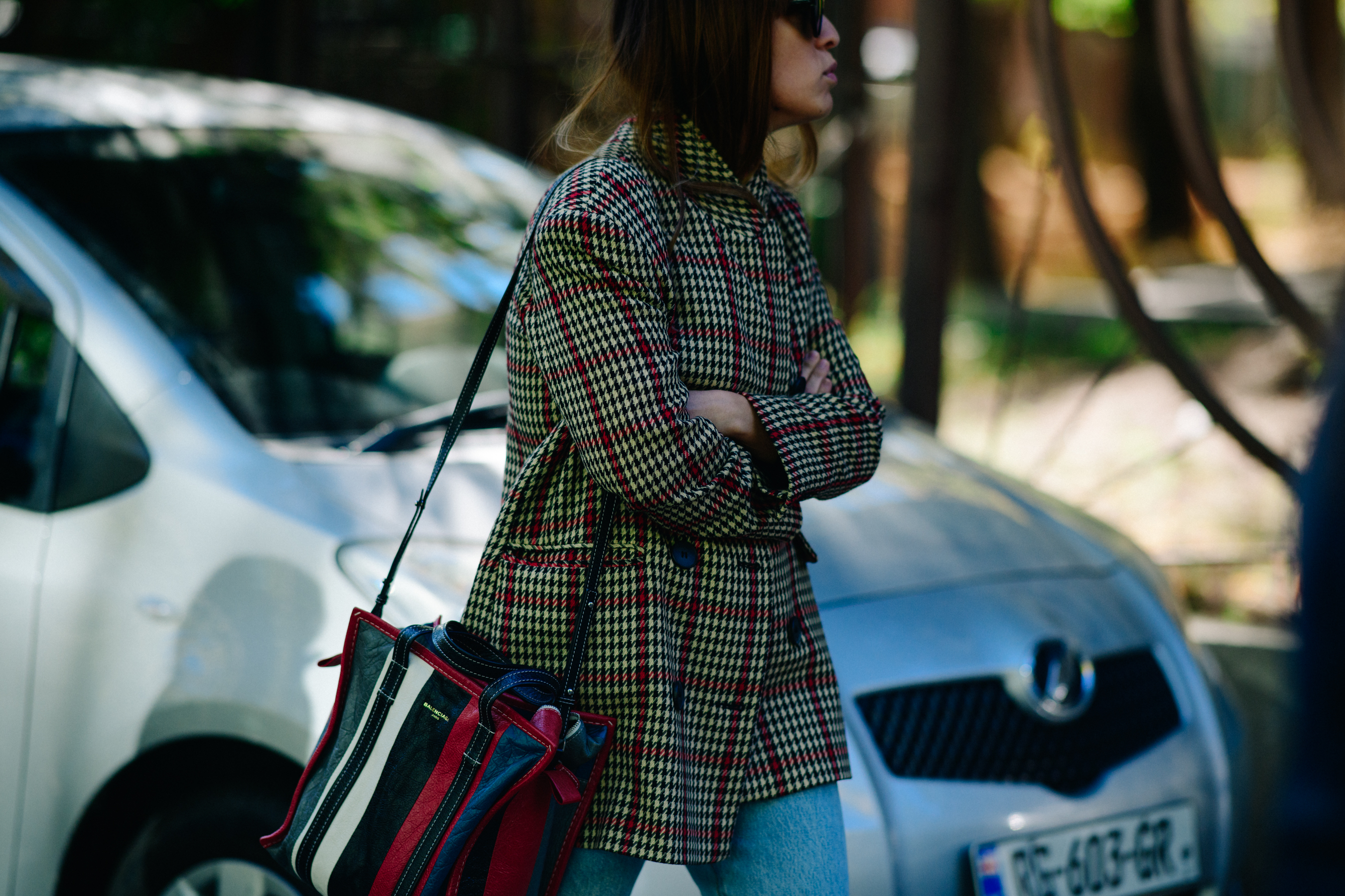Girl wearing pattern jacket