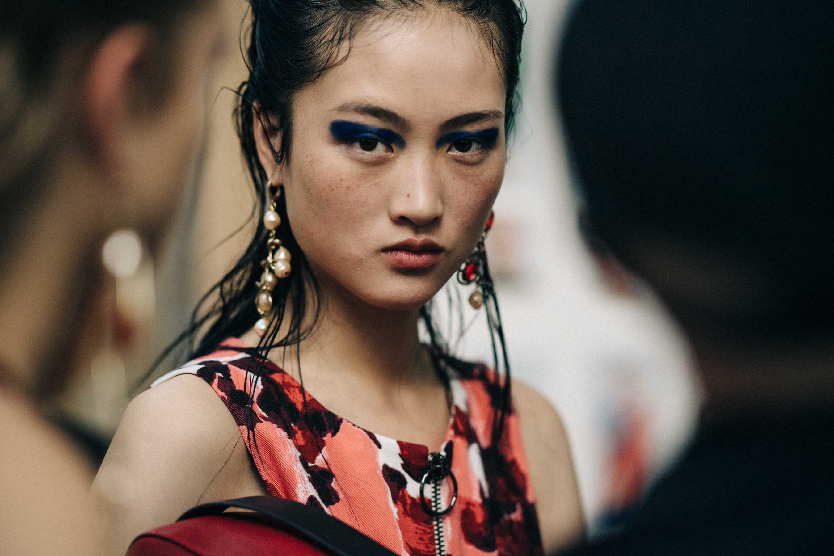 Asian model with blue eye makeup