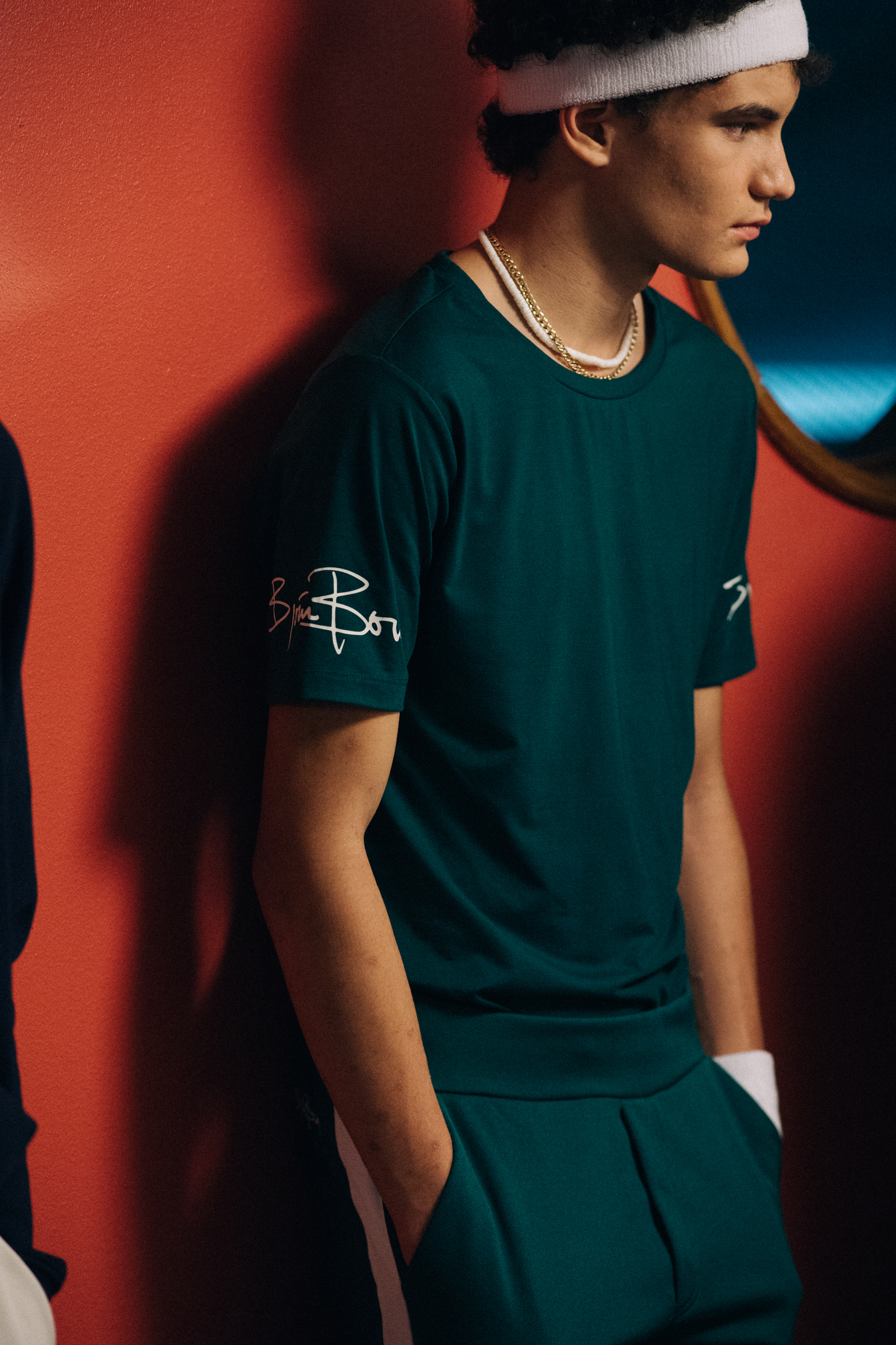 Models wearing sport wear before a show