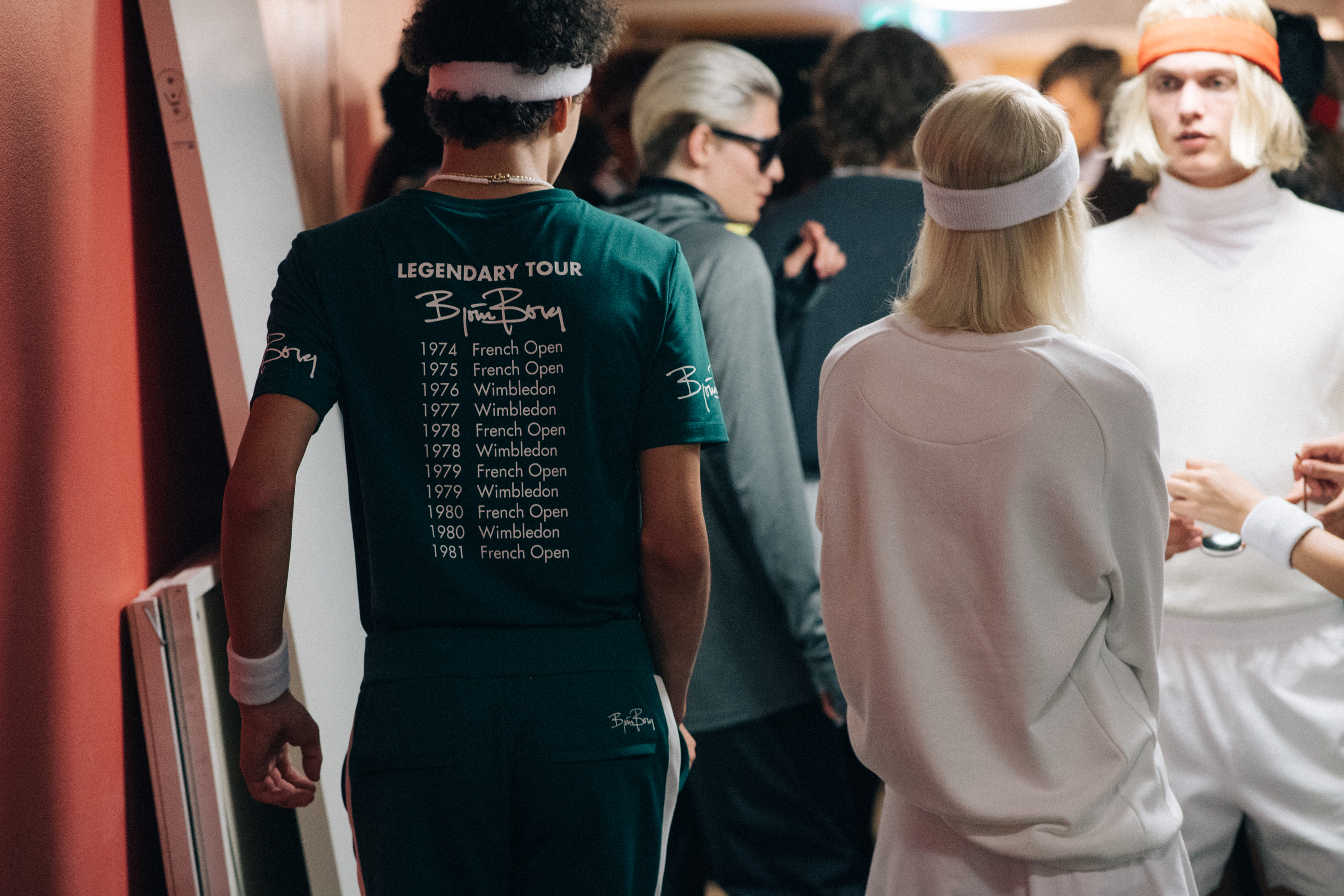 Models wearing sport wear before a show