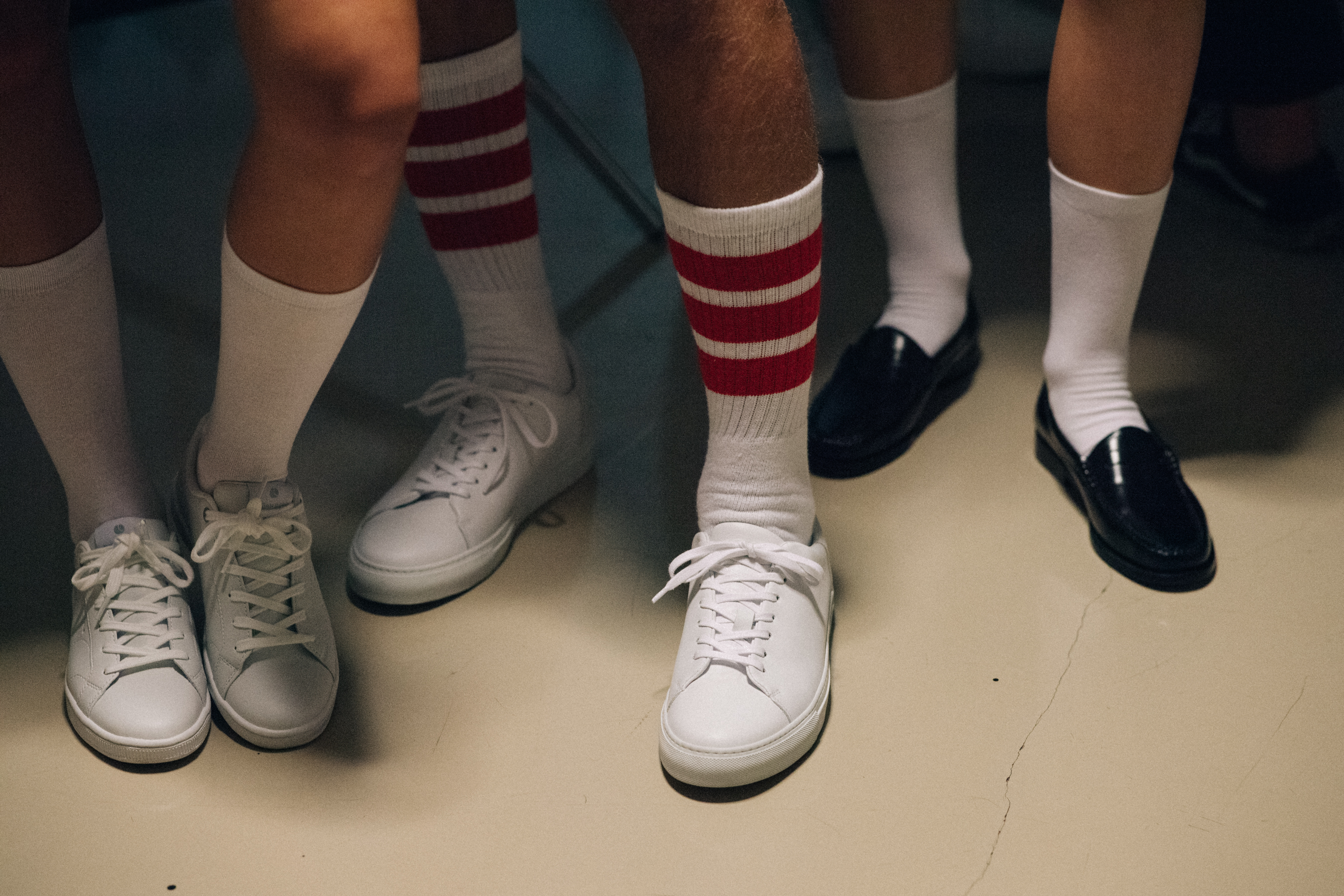 Models wearing sport wear before a show