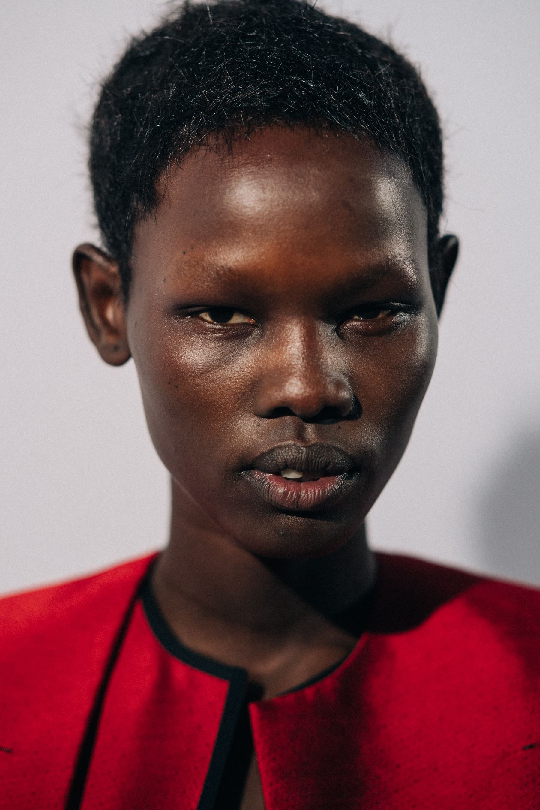 Portrait of a model before a show