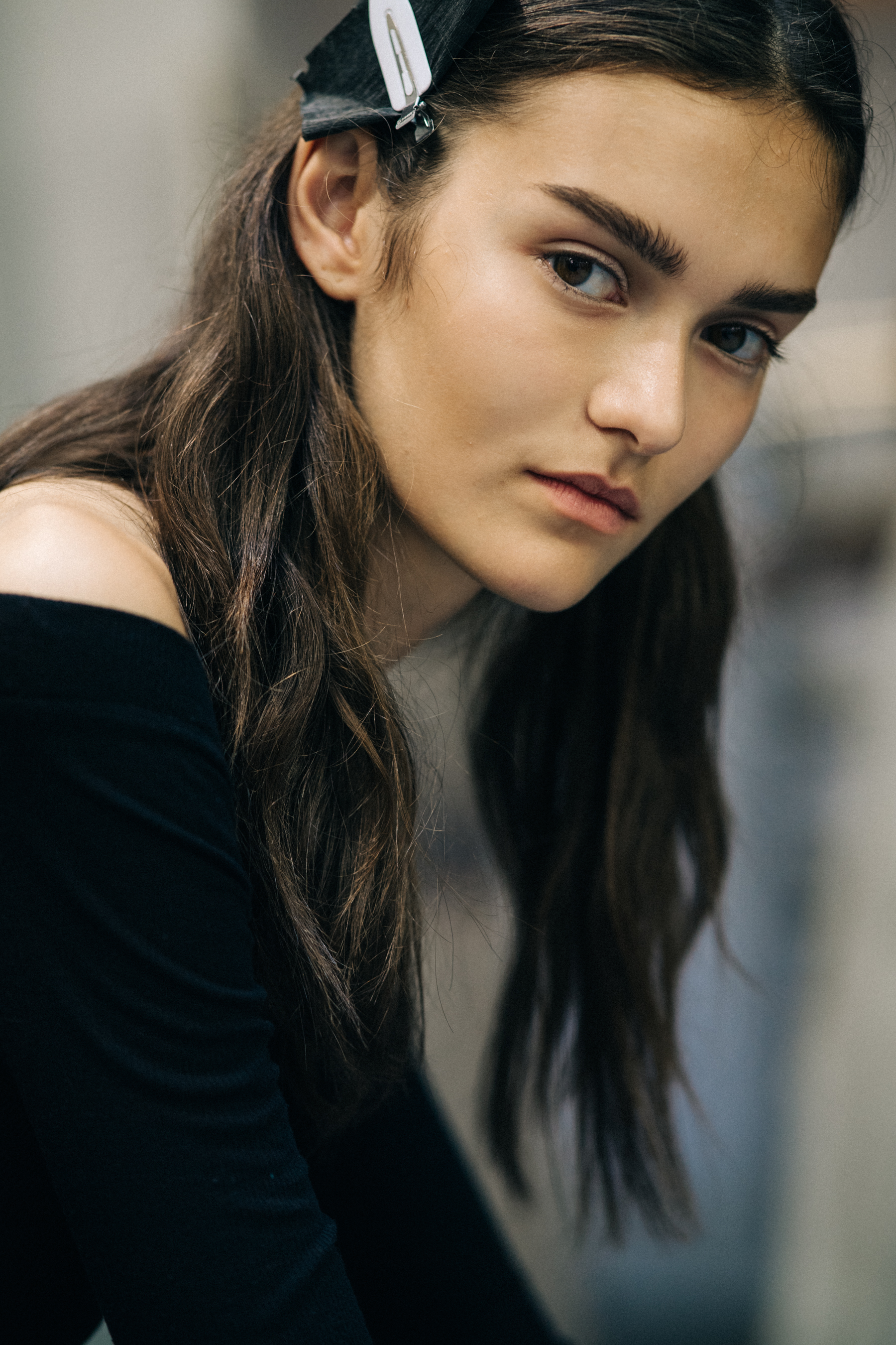 Model getting hair and make up done
