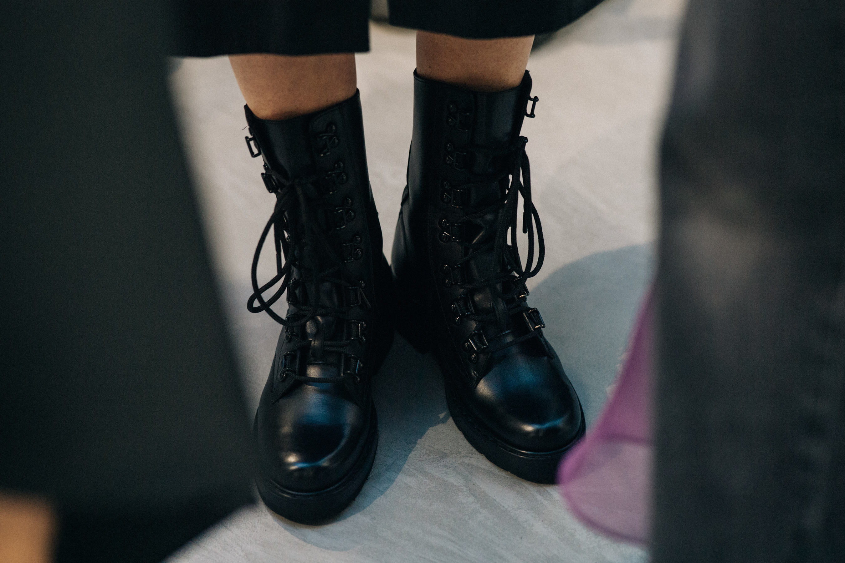 Close up shot of shoes before a show