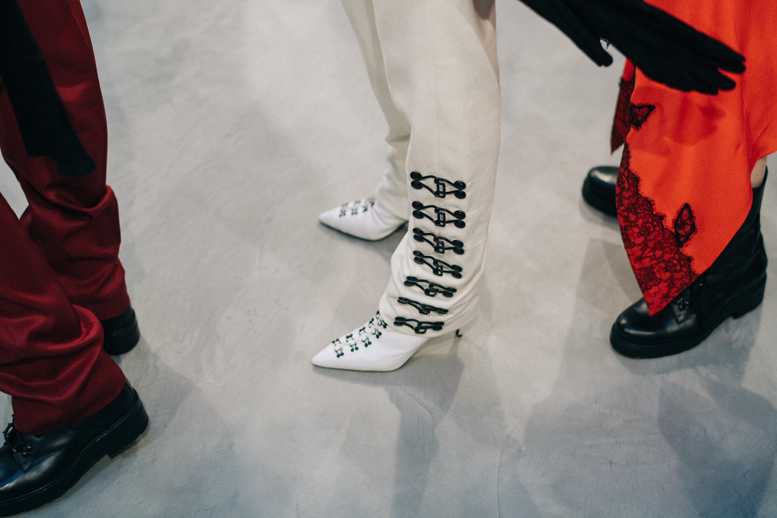 Close up shot of shoes before a show