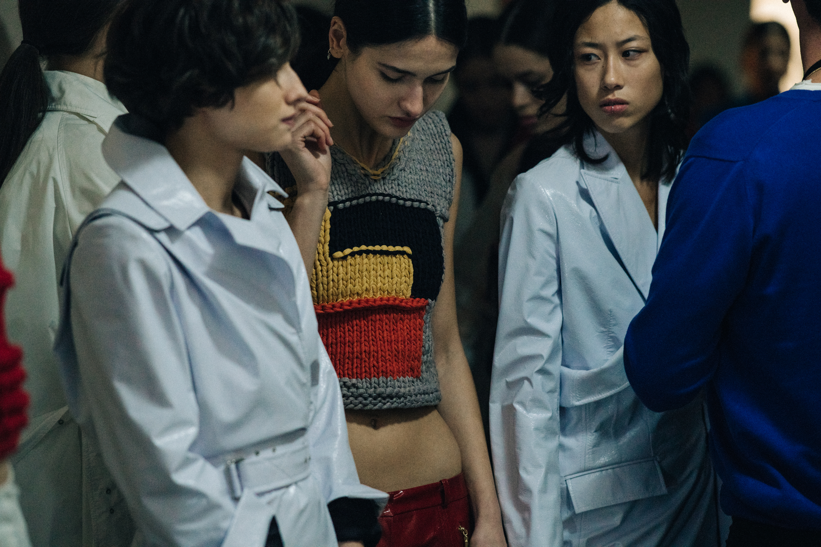 Model Nina Potskhishvili, Tatia Akhalaia and Tekla Chijavadze before the show