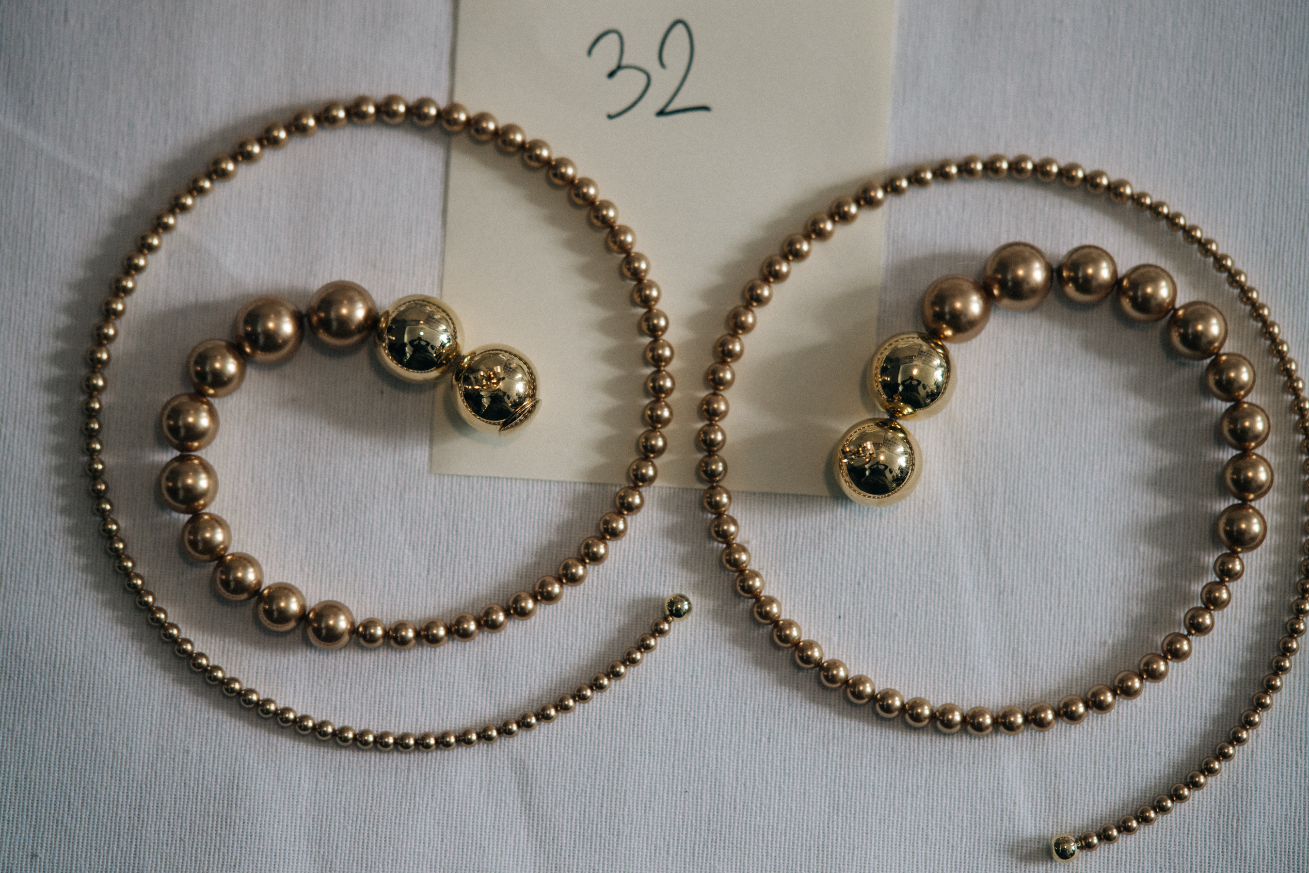 Earring and accessories laid out before a show