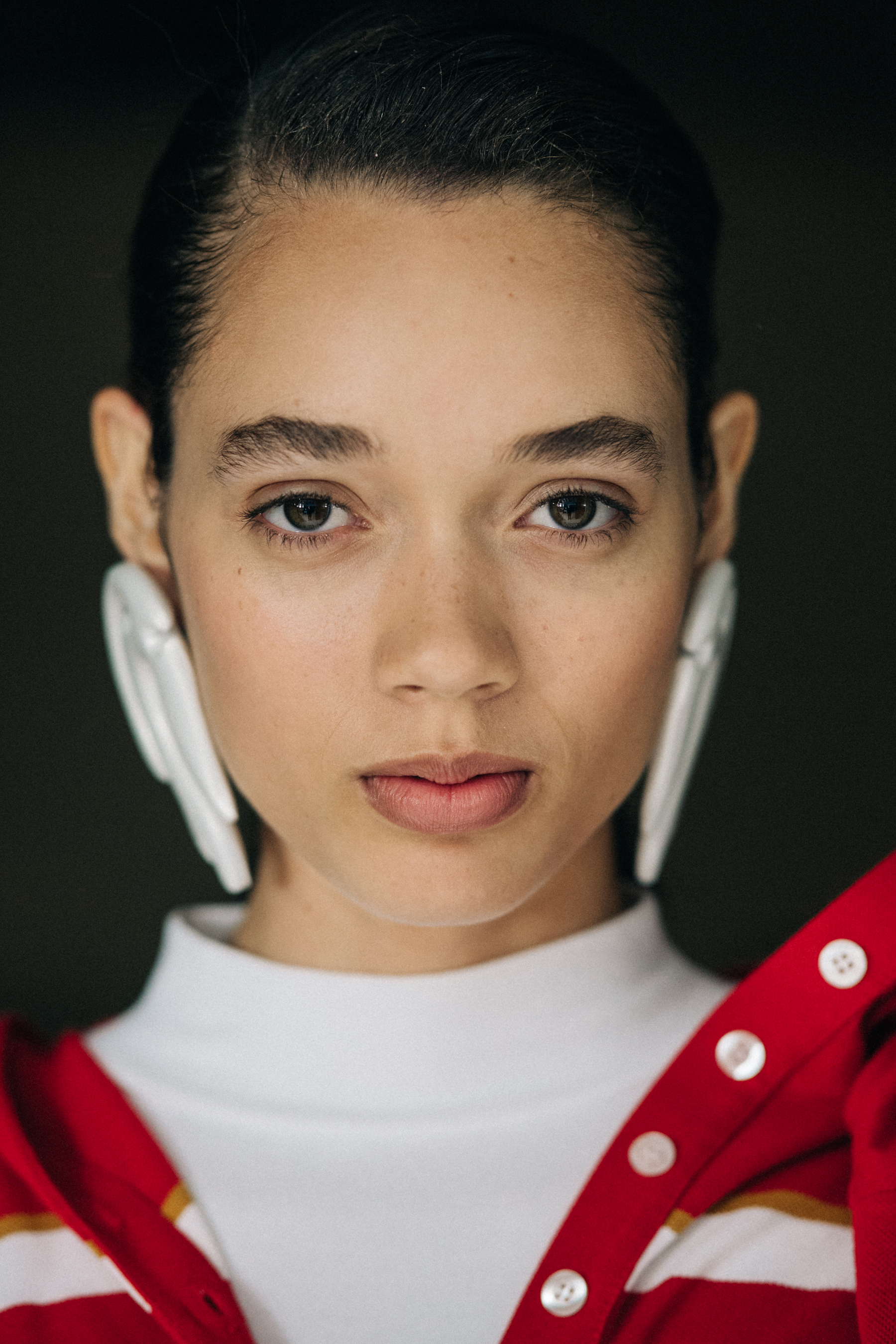 Portrait of a model before a show