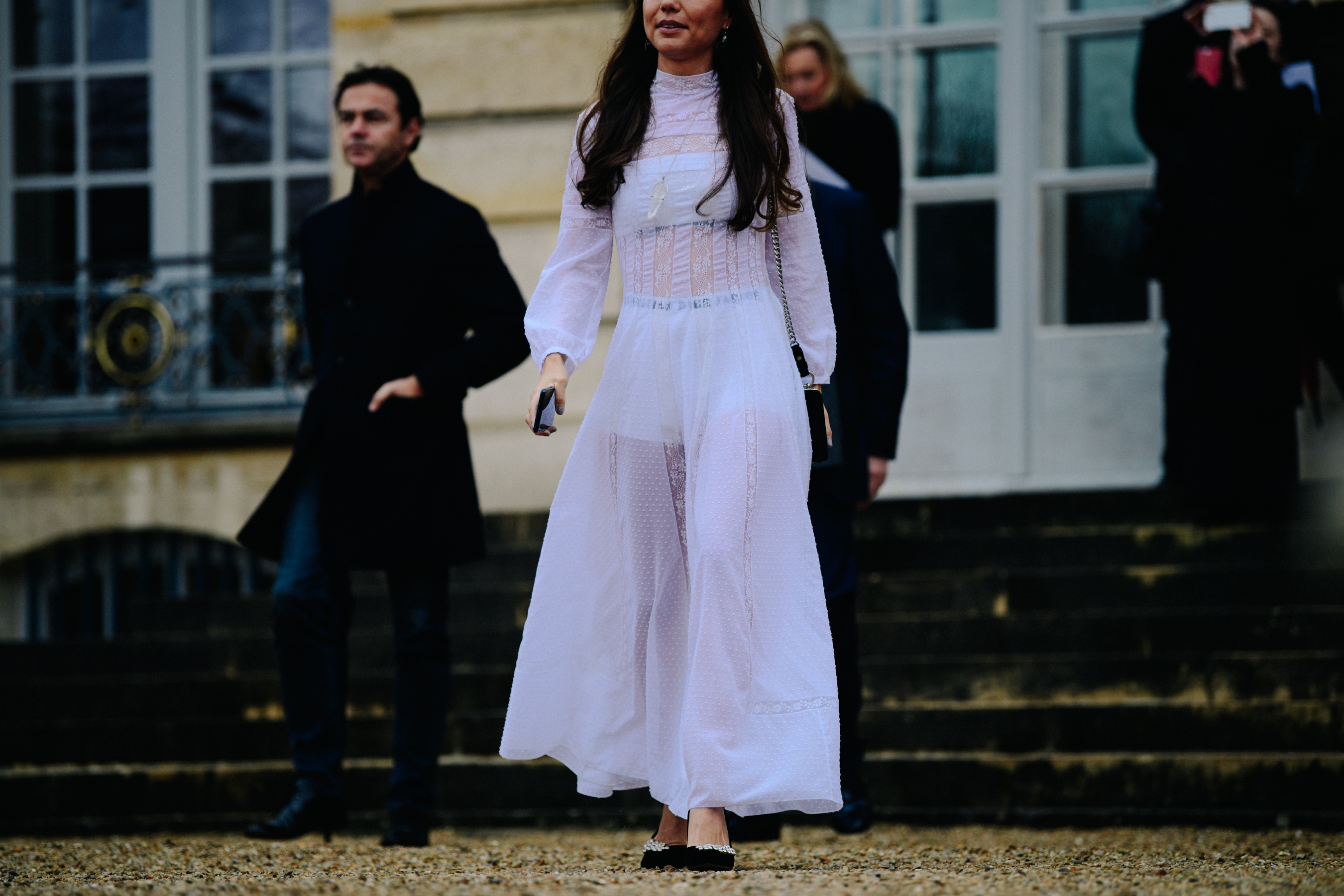 Woman wearing Christian Dior dress