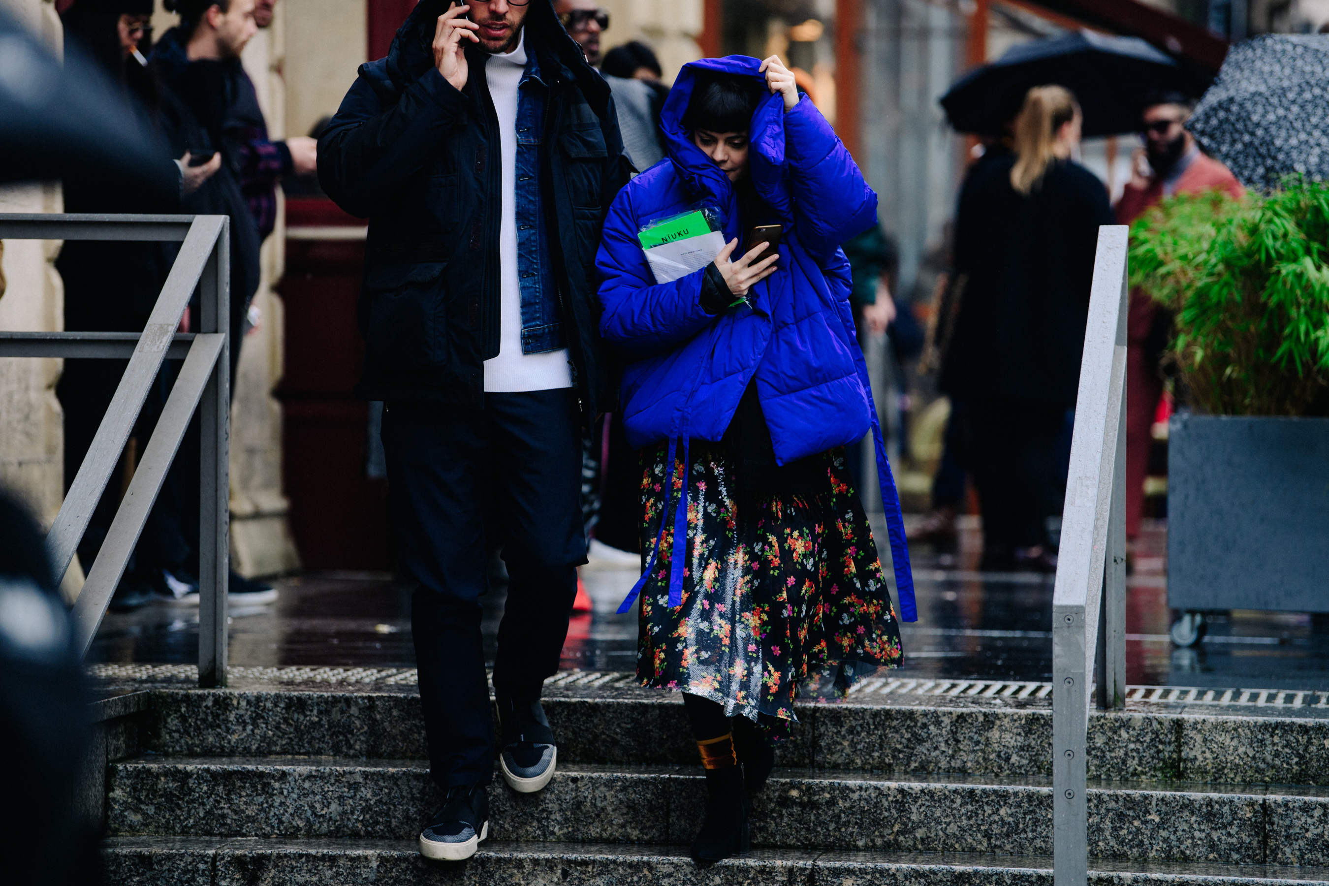 Italian stylist Giorgia Cantarini wearing blue