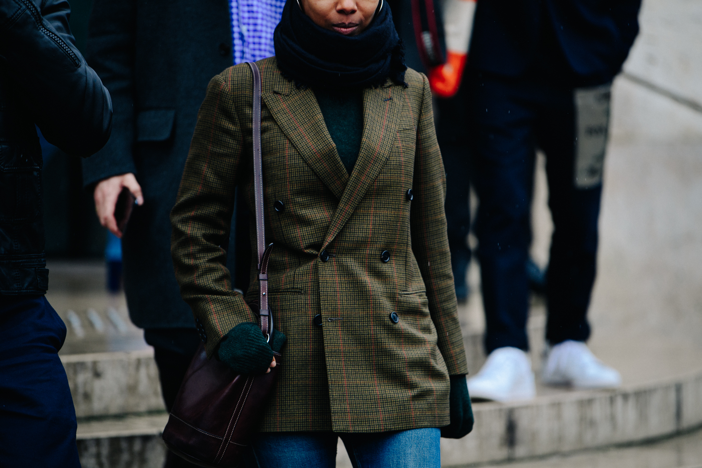Woman wearing wool jacket