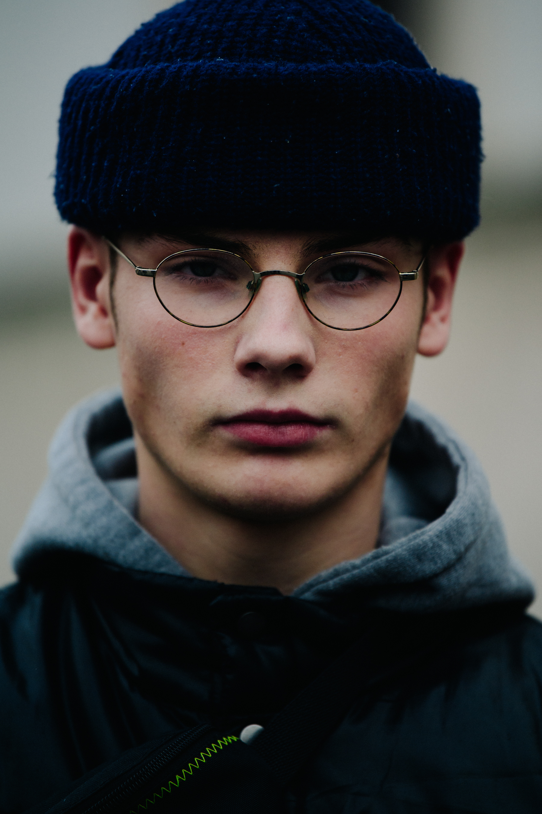 Portrait of model wearing beanie