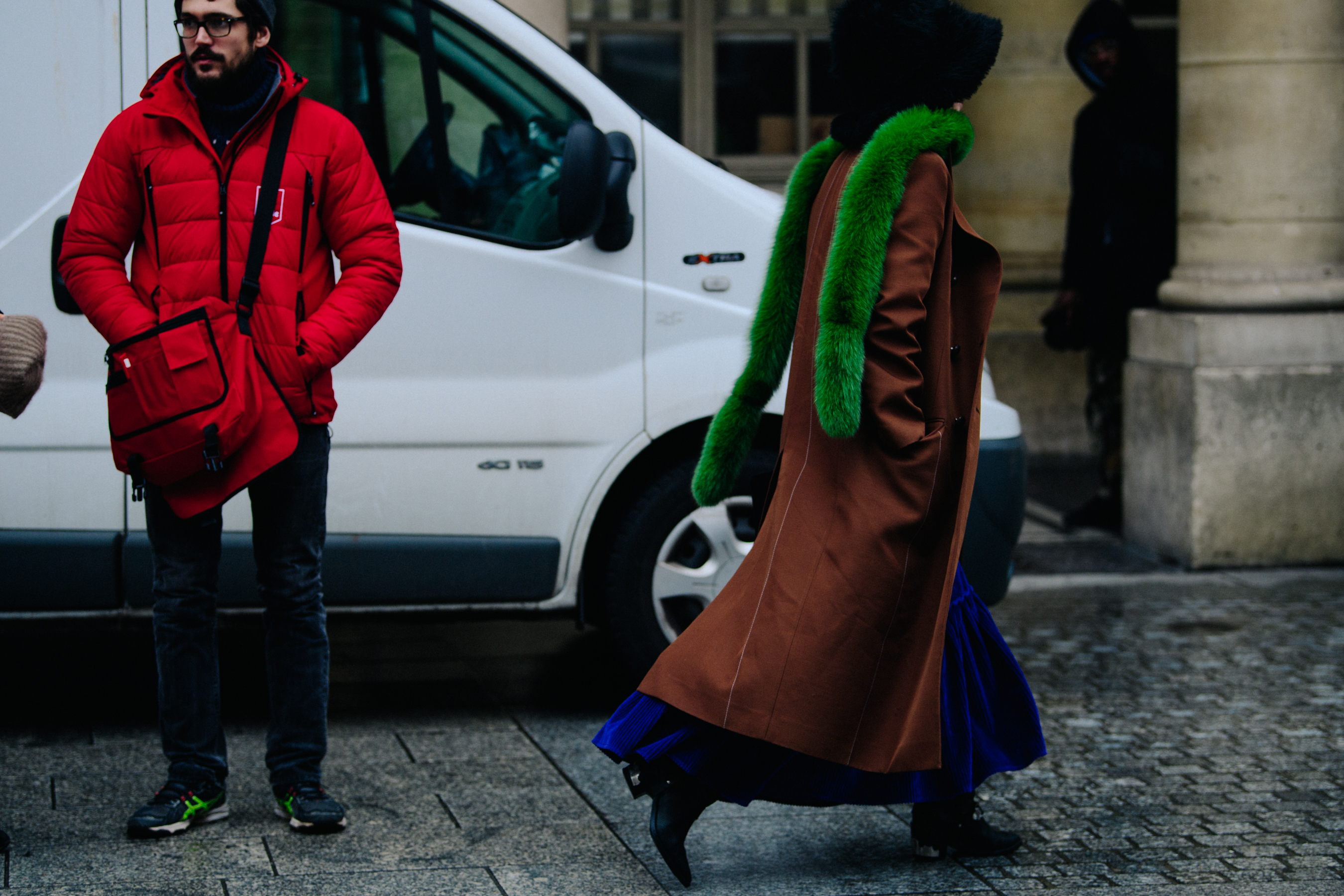 Woman wearing green scarf