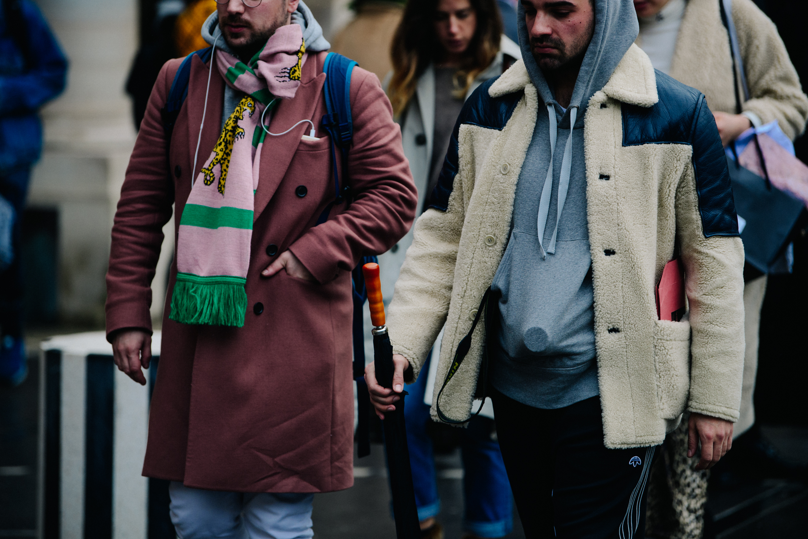 Two men wearing winter jackets