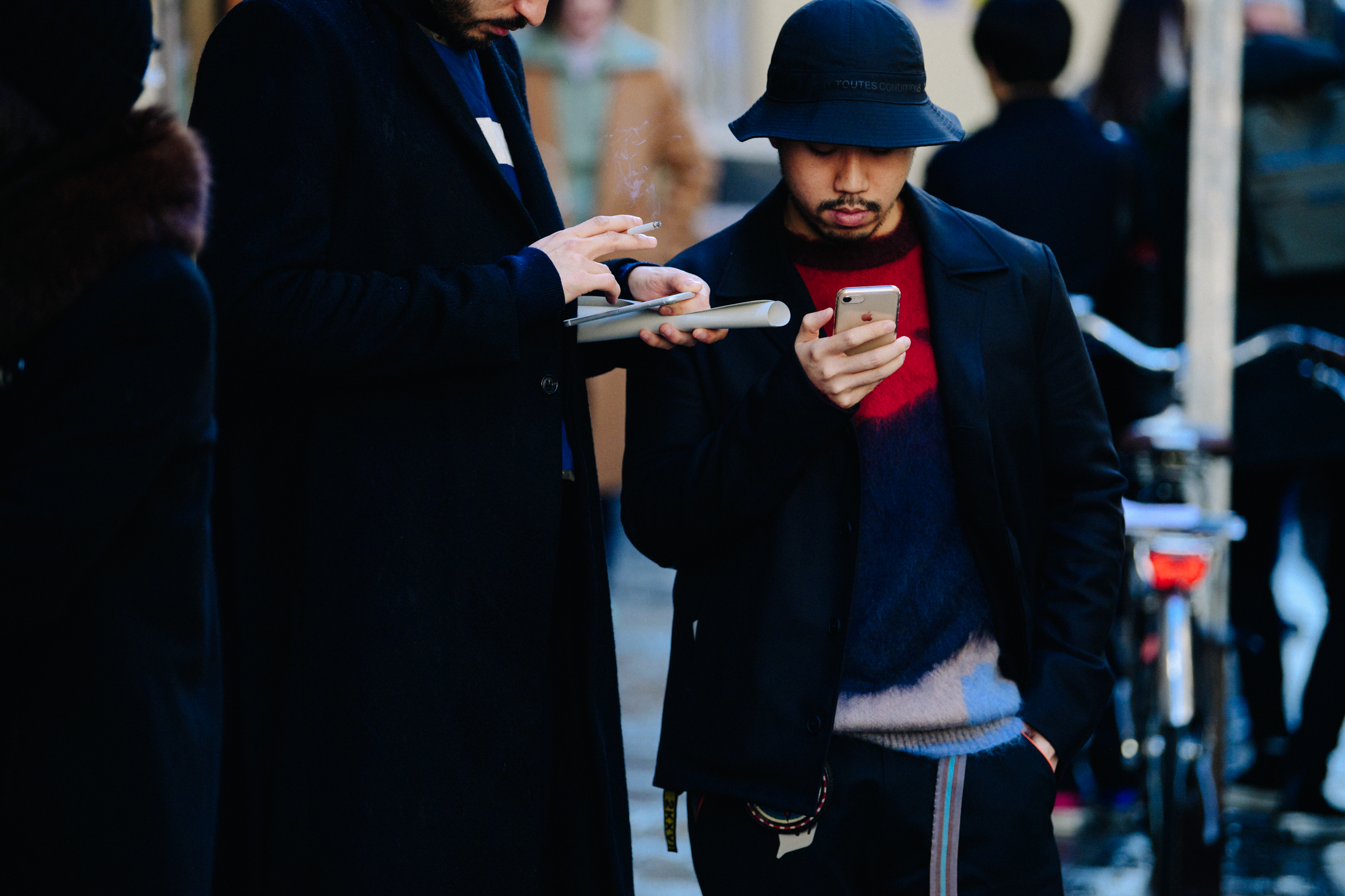Asian men wearing dark navy