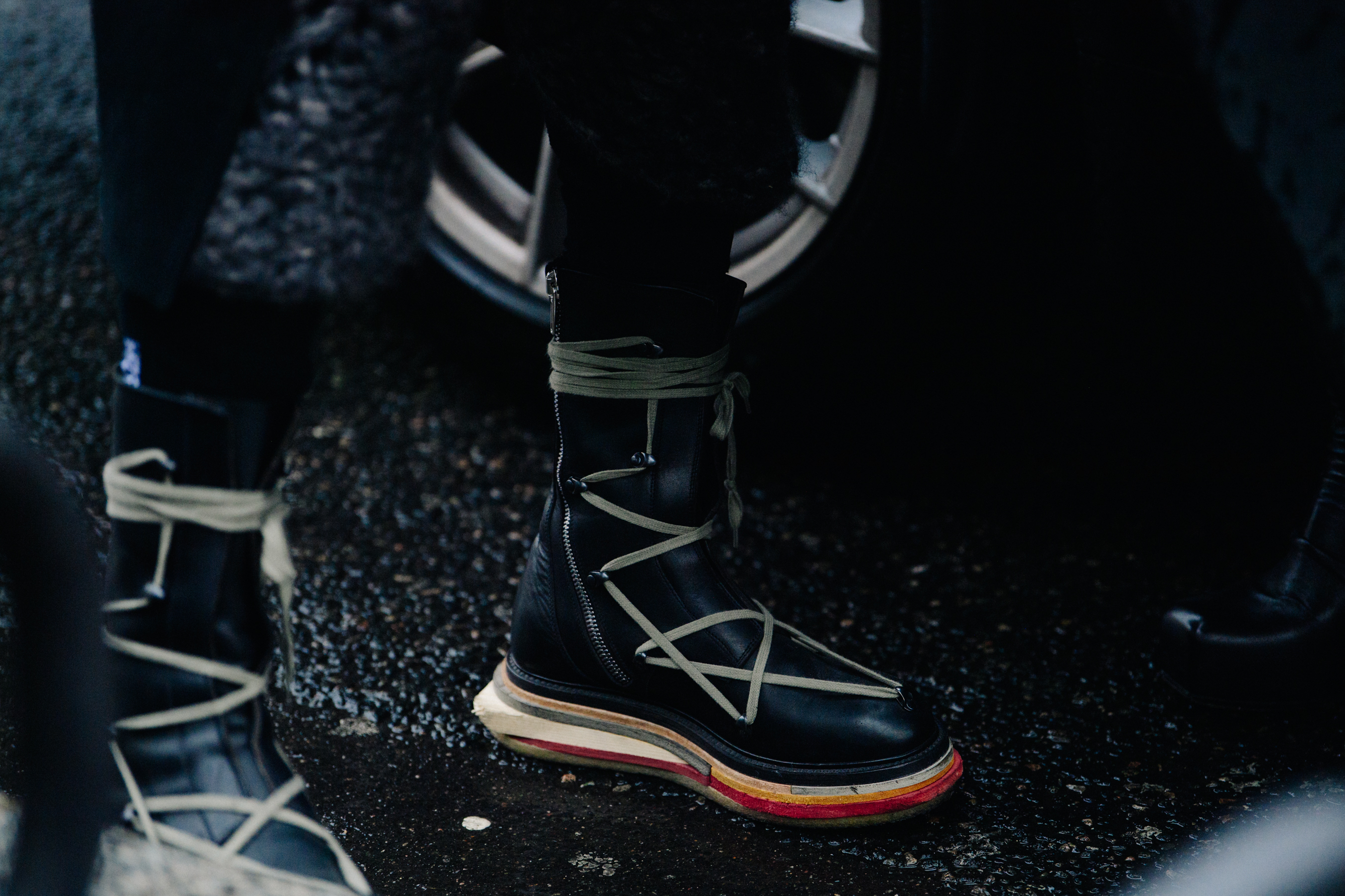 Woman wearing high leather boots